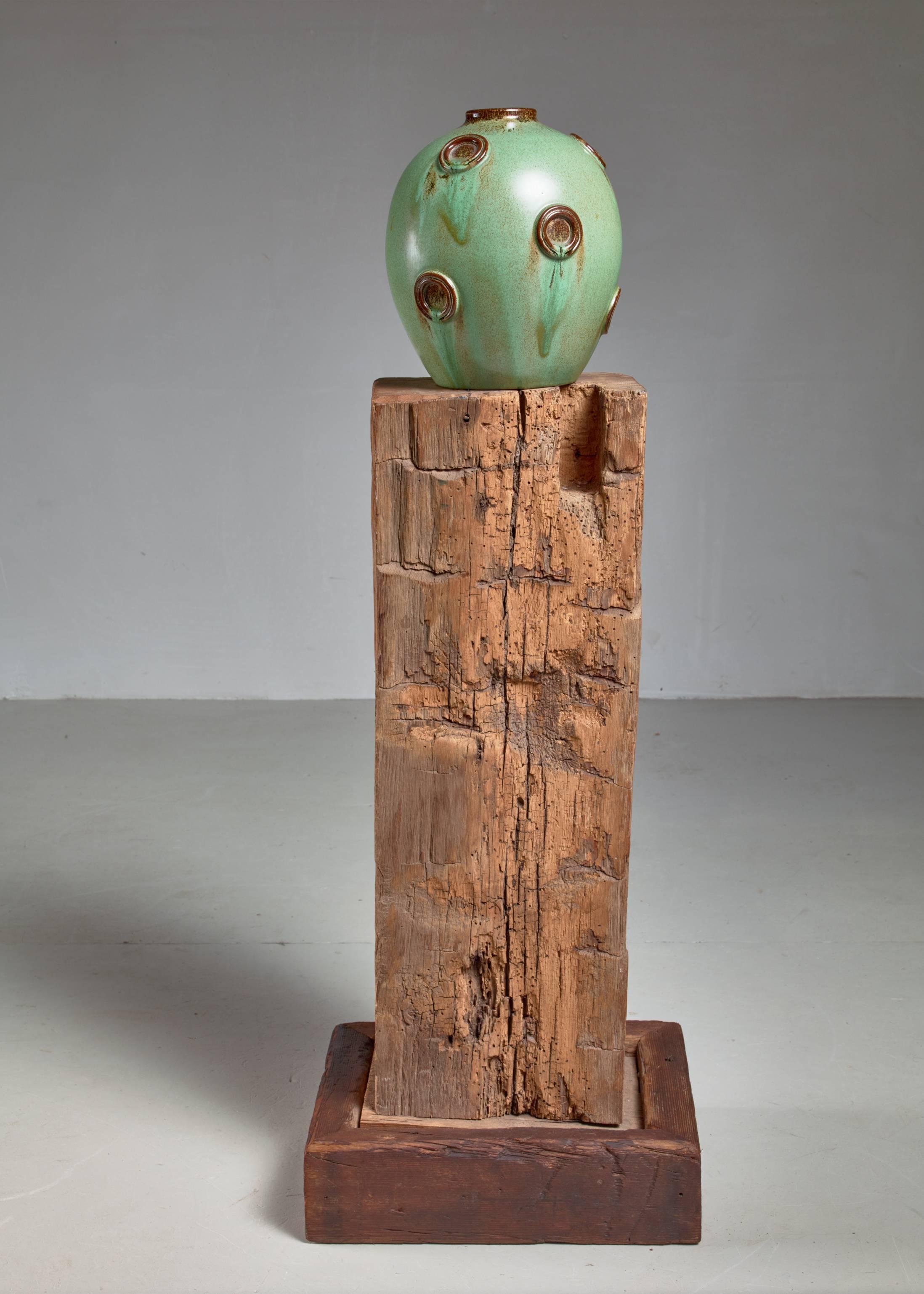 Mid-20th Century David Rogers Wooden Sculpture or Pedestal, USA, 1980s