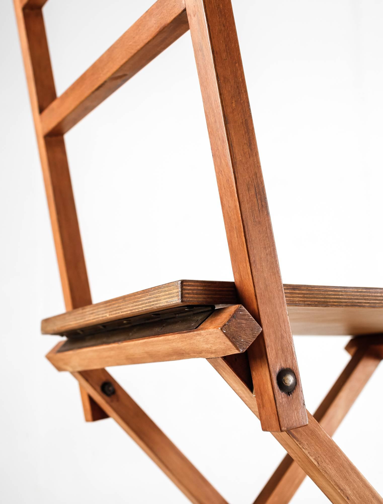 Set of Two Wooden Folding Chairs and Two Stools, Dutch, 1950s 1