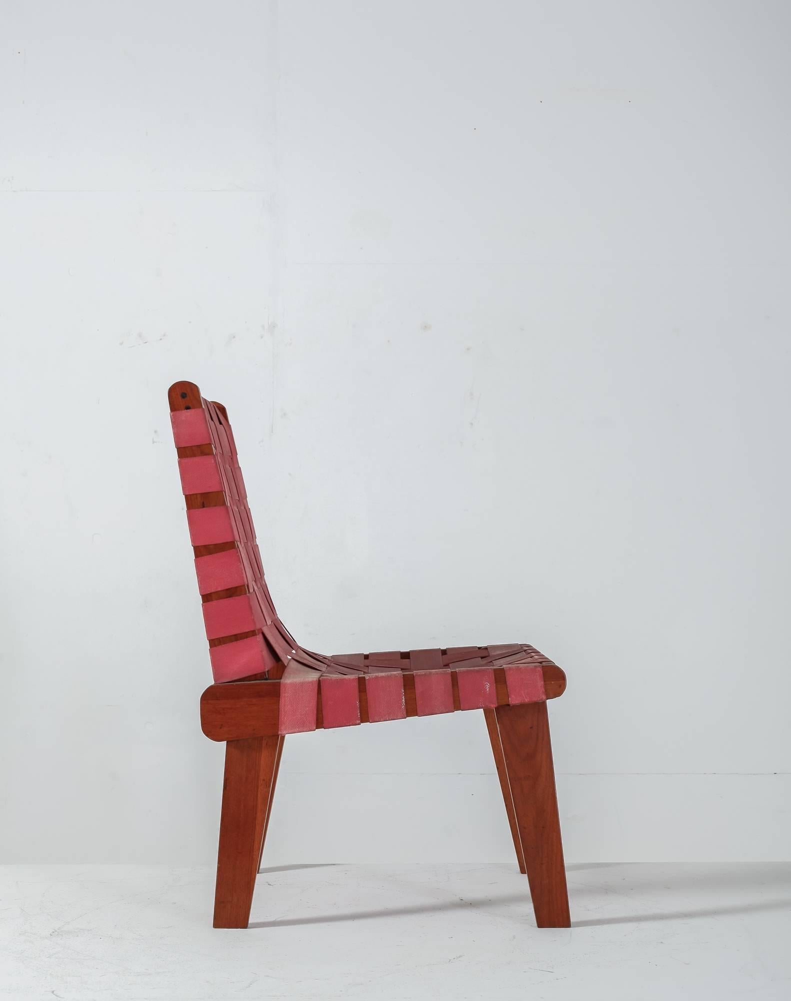 American Minimal Red Webbed Chair, USA, 1950s For Sale