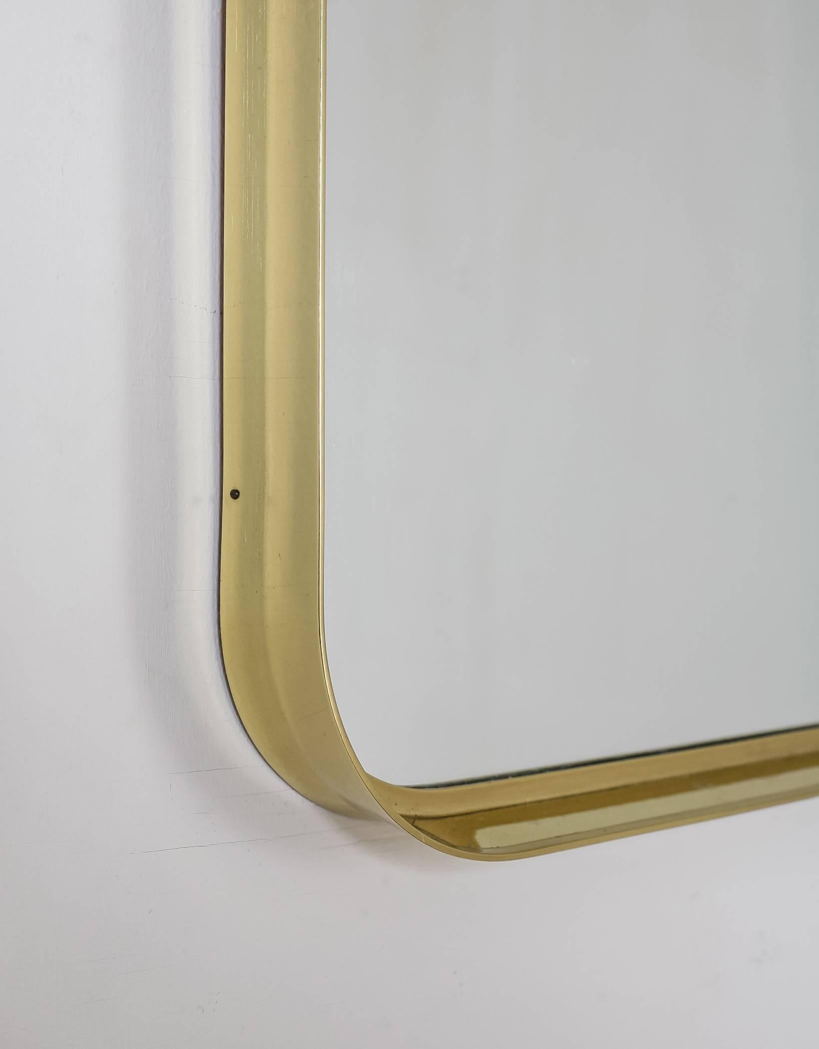 Brass rectangular wall mirror, Germany, 1950s In Good Condition In Maastricht, NL