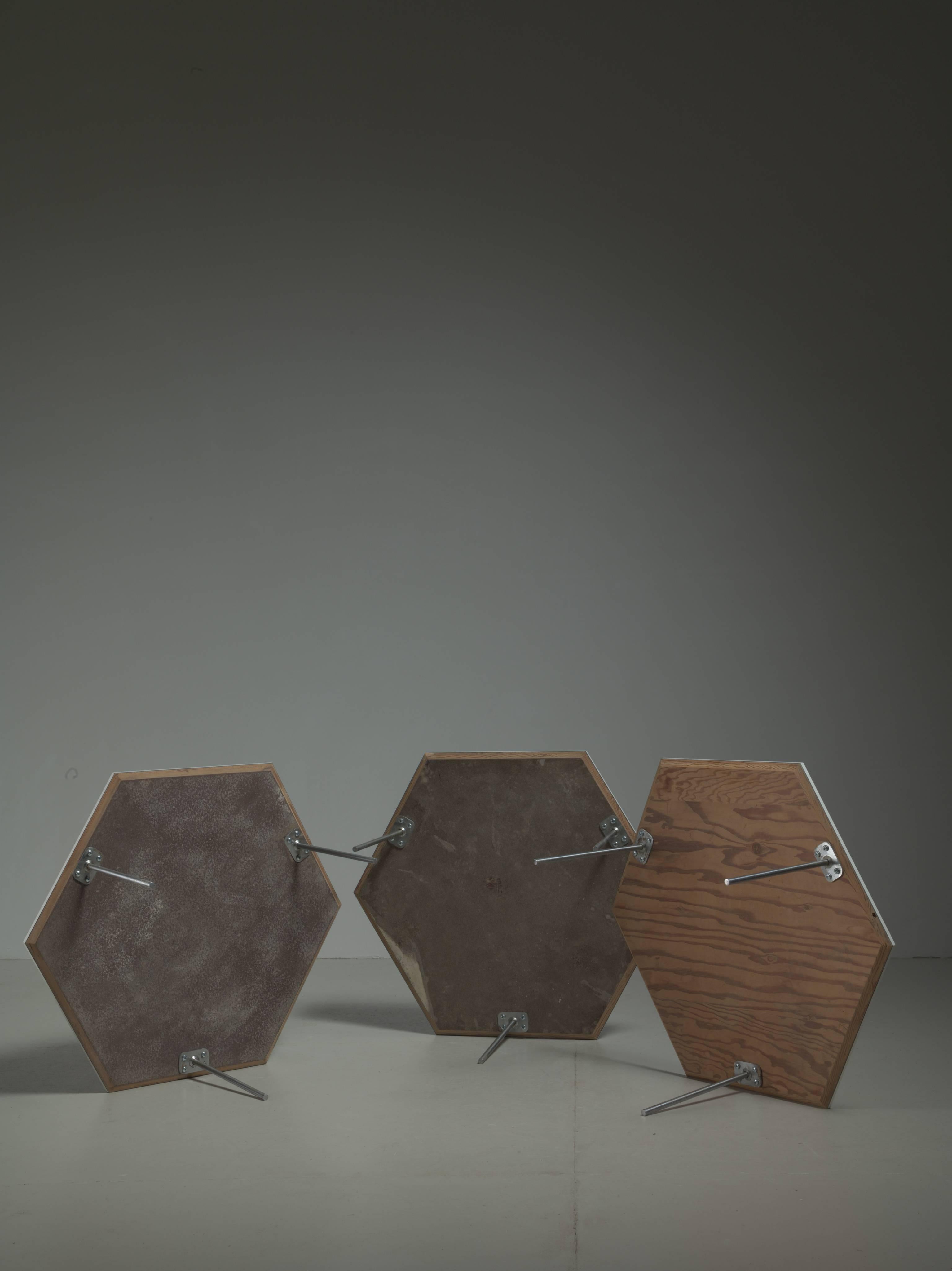 American Set of Three Hexagonal Tables, USA, 1950s For Sale
