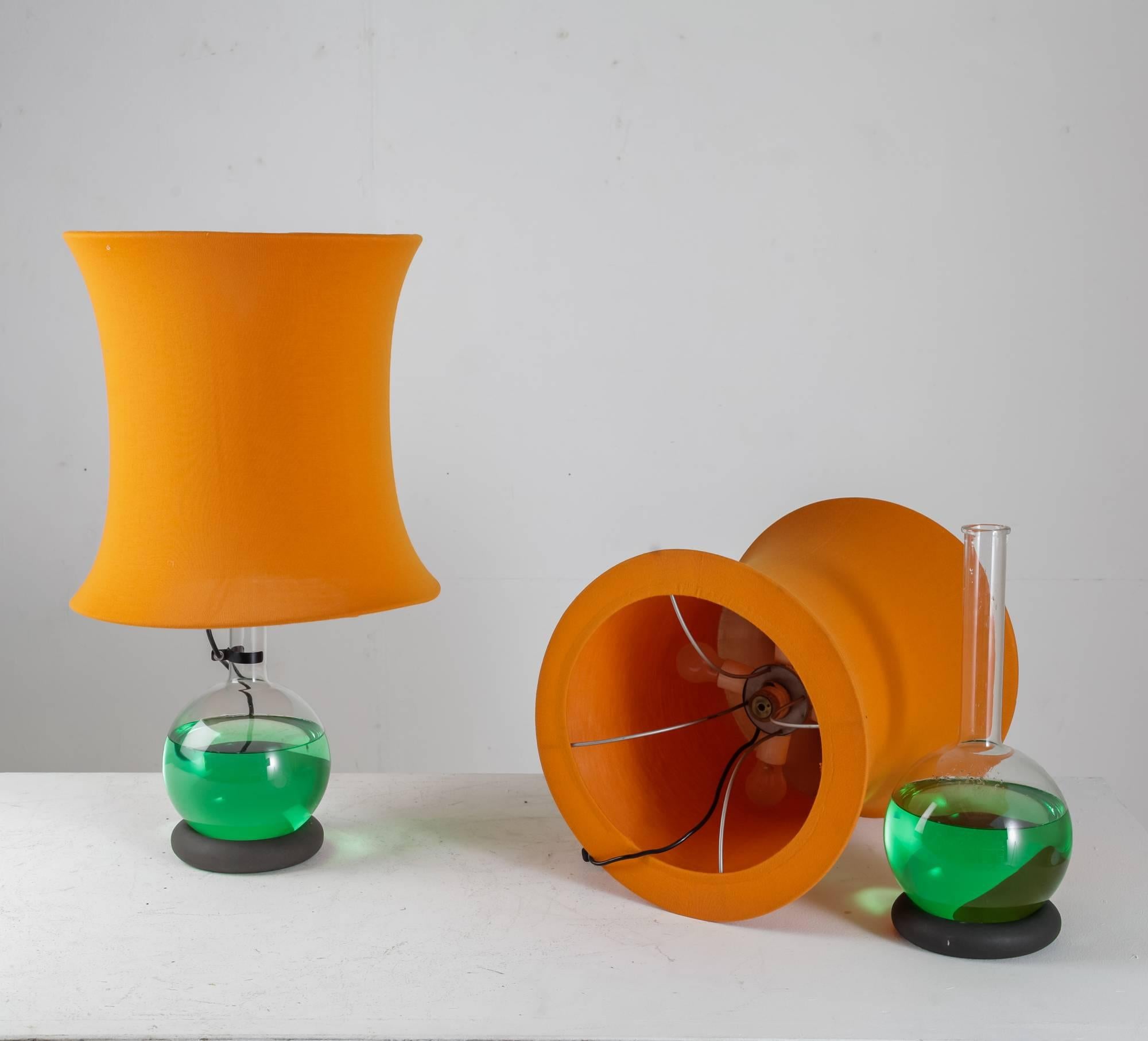 Post-Modern Pair of Lotus Lamps with Adjustable Colour Liquid, Italy, 1960s For Sale
