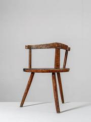 Swedish Wooden Folk Art Low Tripod Chair, 19th Century