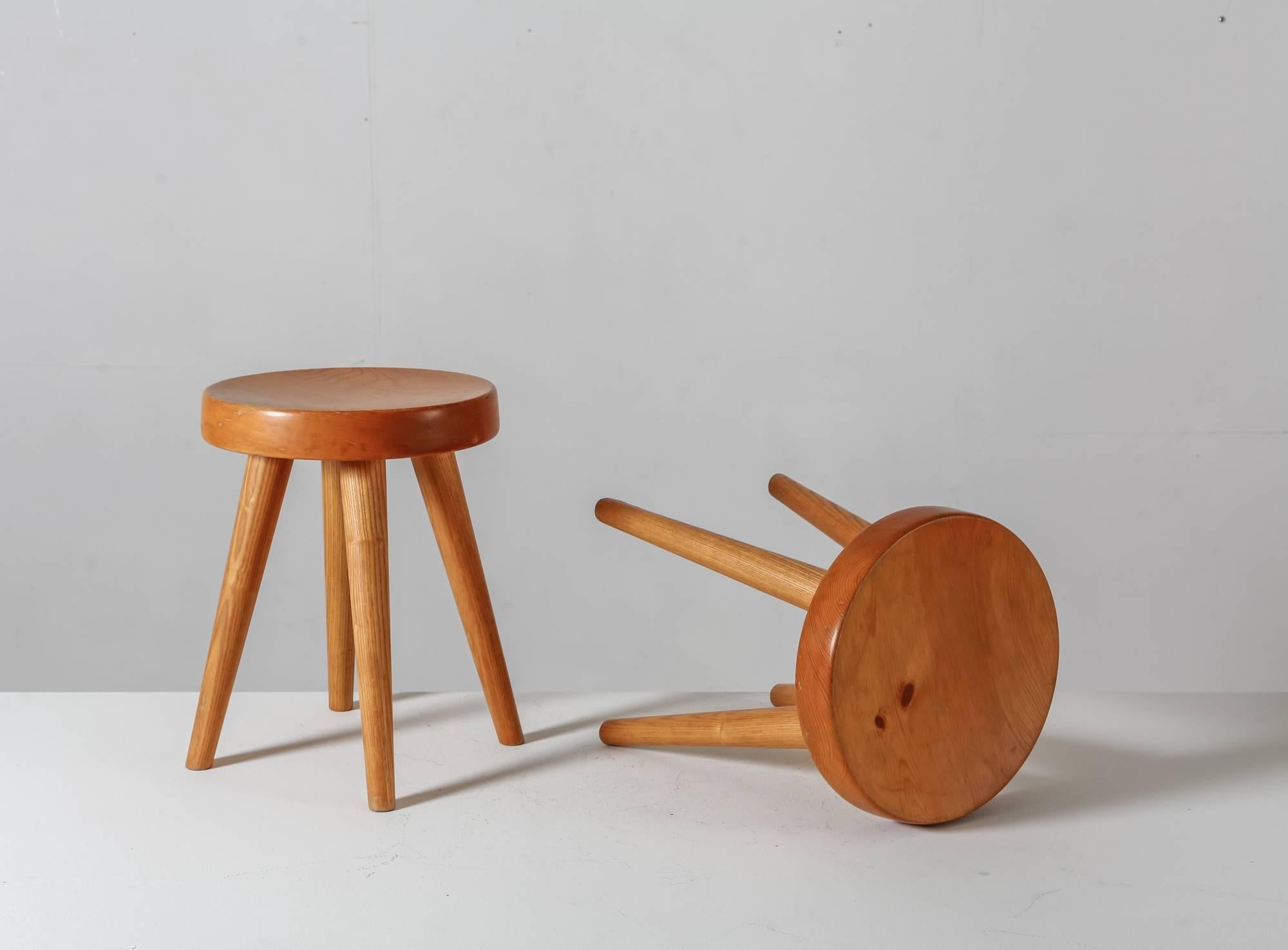 French Charlotte Perriand Pair of Four-Legged Stools, France, 1960s For Sale