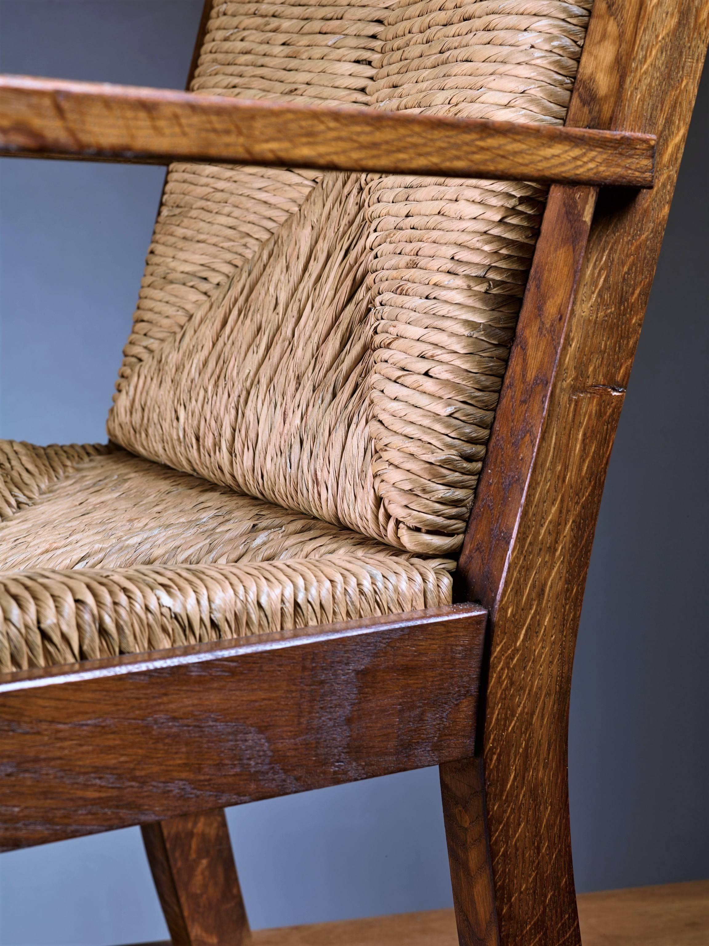 Oak Worpsweder High Back Armchair by Willy Ohler, Germany, 1920s For Sale
