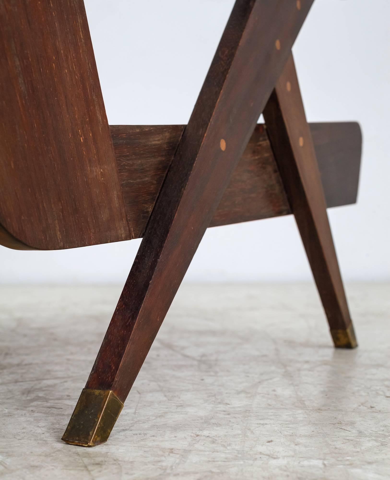 Pair of Modernist French Teak and Cane Chairs, Congo, Unité d’Habitation, 1960s For Sale 1