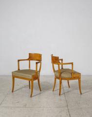 Pair of Alfred Grenander Attributed Birch Armchairs, Sweden, Late 19th Century