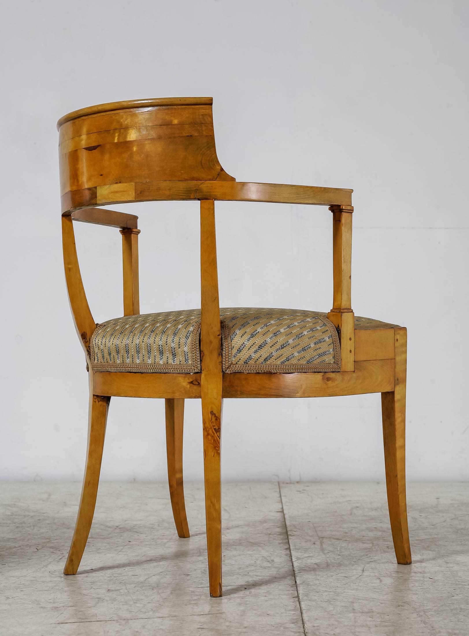 Pair of Alfred Grenander Attributed Birch Armchairs, Sweden, Late 19th Century In Good Condition In Maastricht, NL