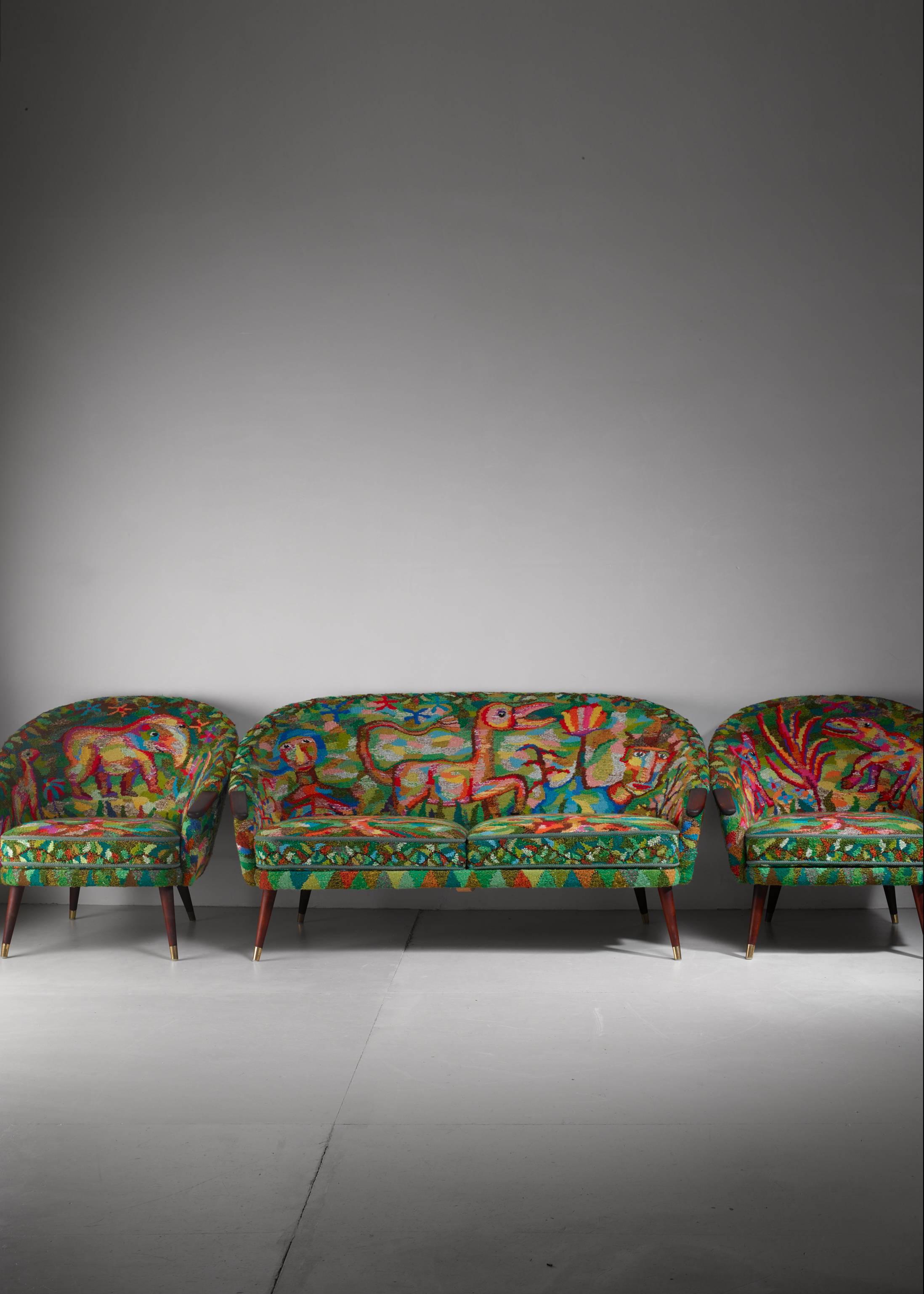 Scandinavian Modern Siri Søger and Ragnar Helsén Unique Sofa and Two Lounge Chairs, Sweden, 1986 For Sale