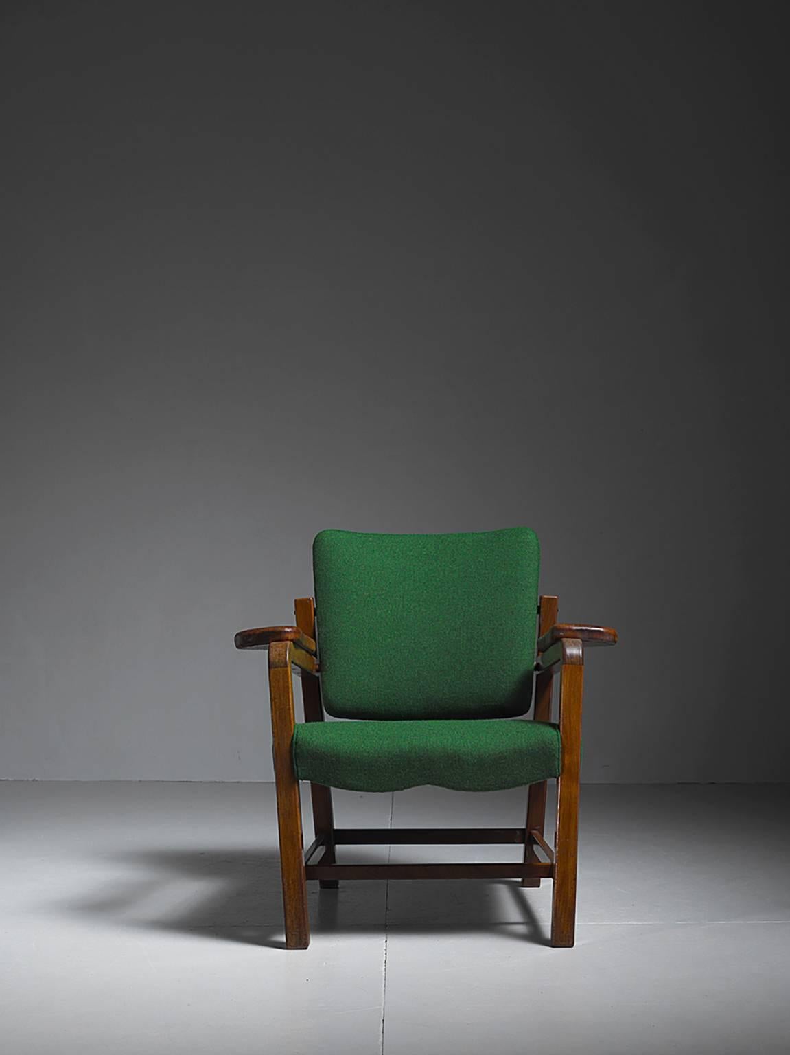 Danish Flemming Teisen Mahogany Chair with Leather Armrests, Denmark, 1939 For Sale