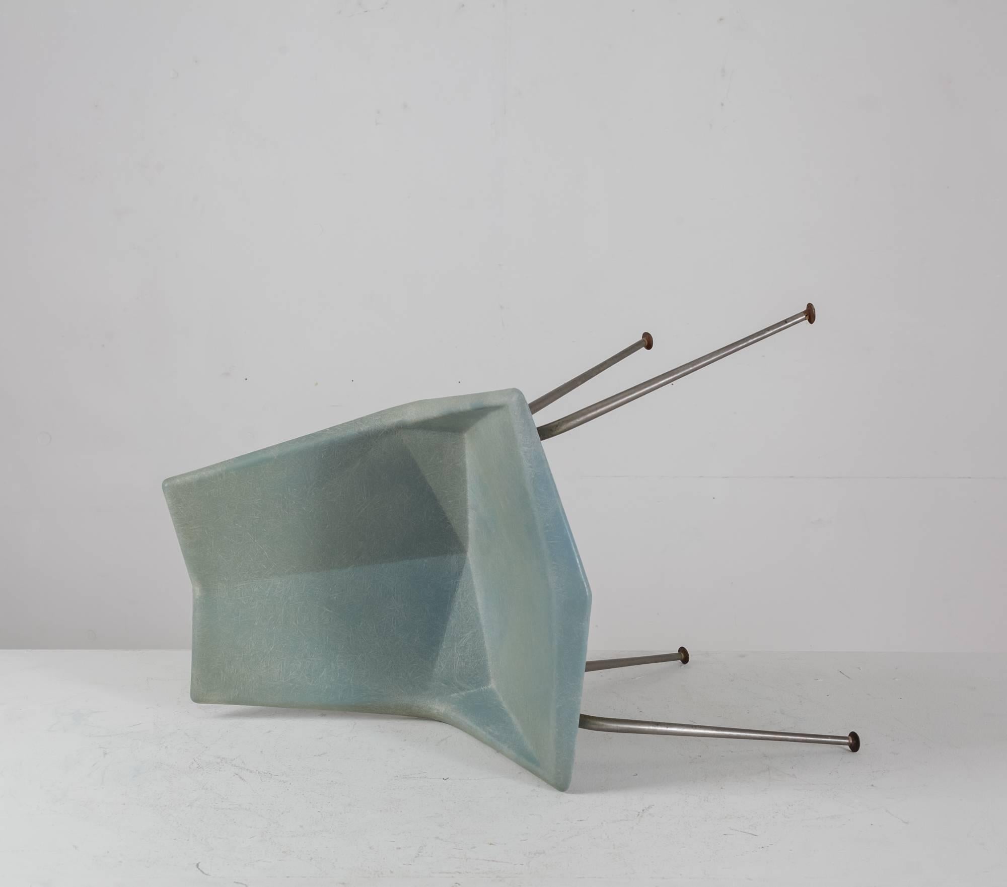 Paul McCobb Blue-Grey Origami Side Chair, USA, 1950s In Good Condition For Sale In Maastricht, NL