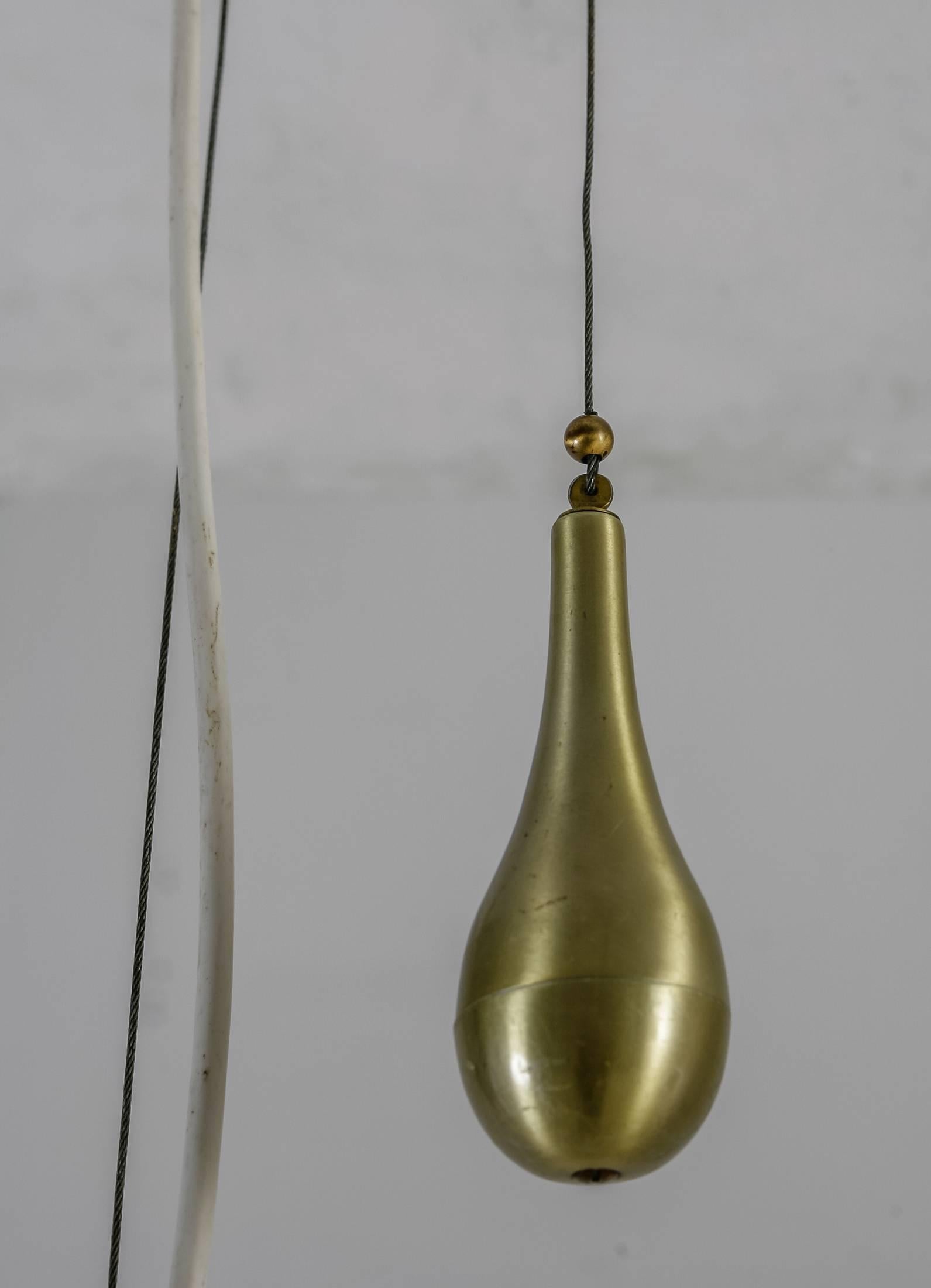 Mid-20th Century Pair Paavo Tynell Brass Brandy Snifter Shaped Pendant Lamps, Finland, 1950s For Sale