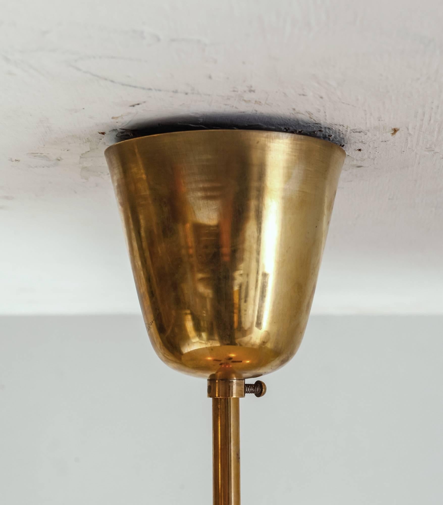 Finnish Paavo Tynell Rare and Large Pendant in Brass, Finland, 1940s For Sale
