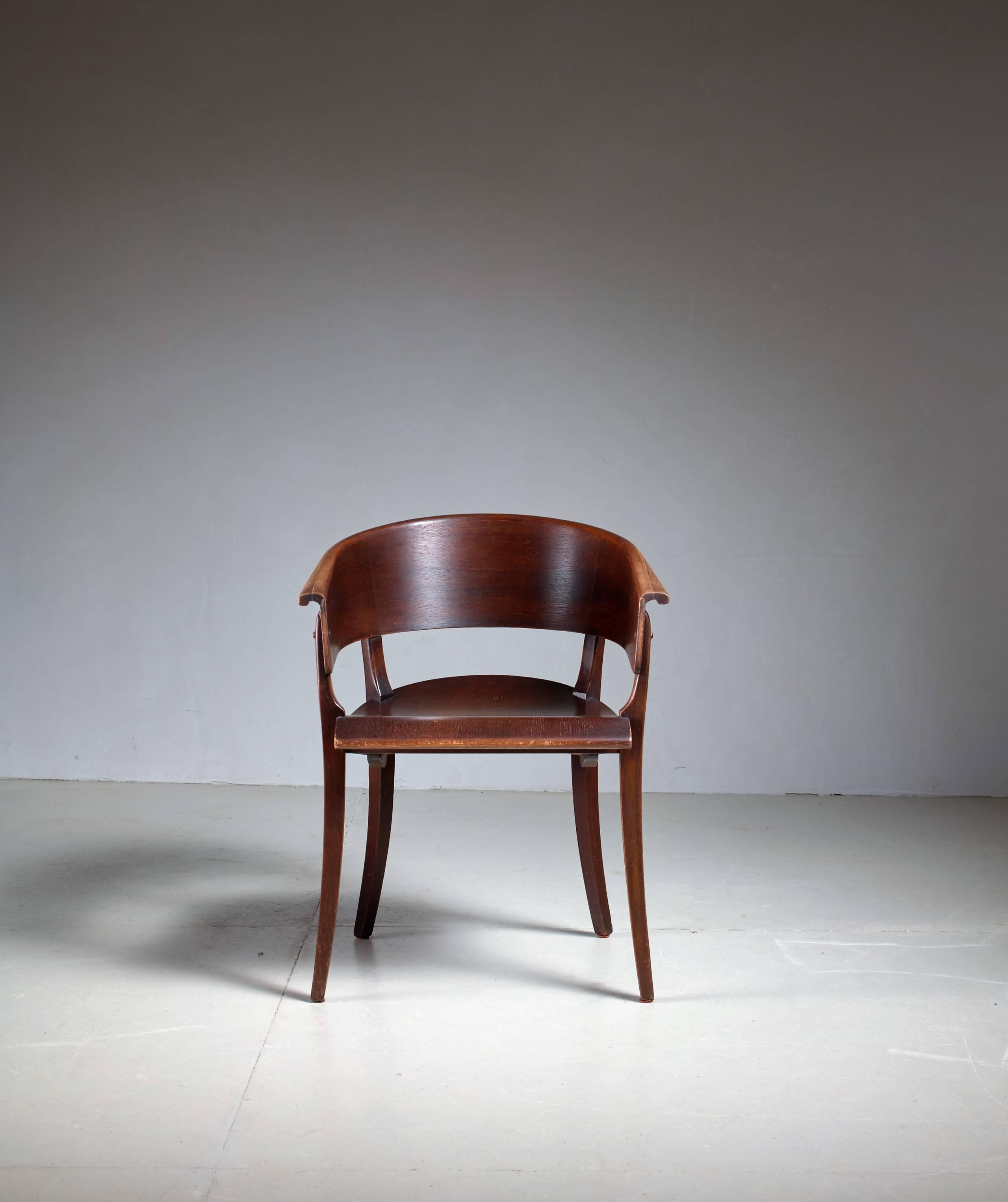 Beech Ernst Rockhausen Bauhaus Style Plywood and Oak Chair, Germany, circa 1928 For Sale