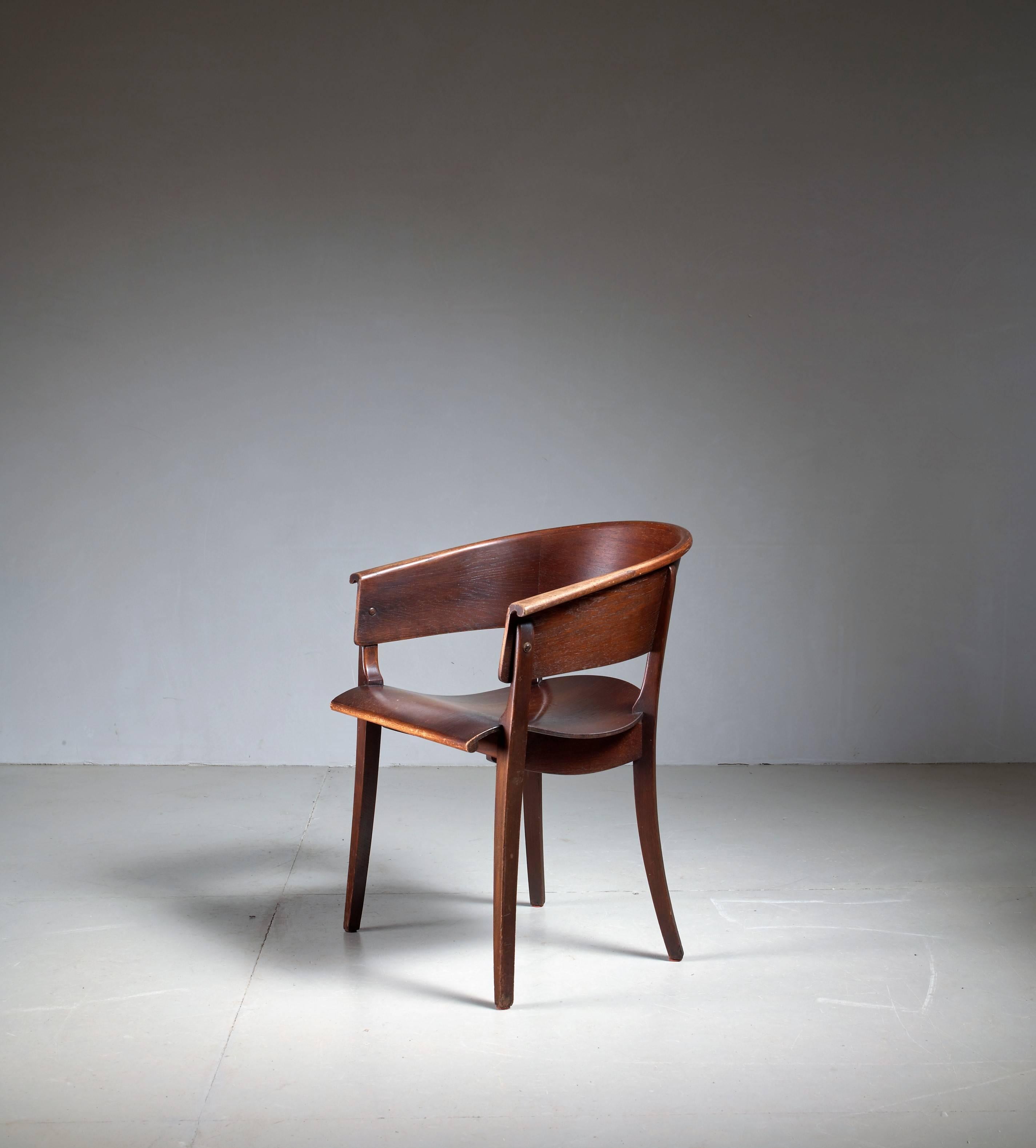 Ernst Rockhausen Bauhaus Style Plywood and Oak Chair, Germany, circa 1928 In Good Condition For Sale In Maastricht, NL