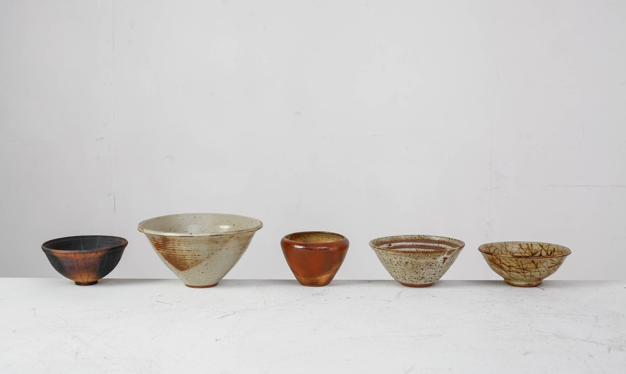 French Franco Agnese Set of Five Ceramic Bowls, France, 1960s For Sale