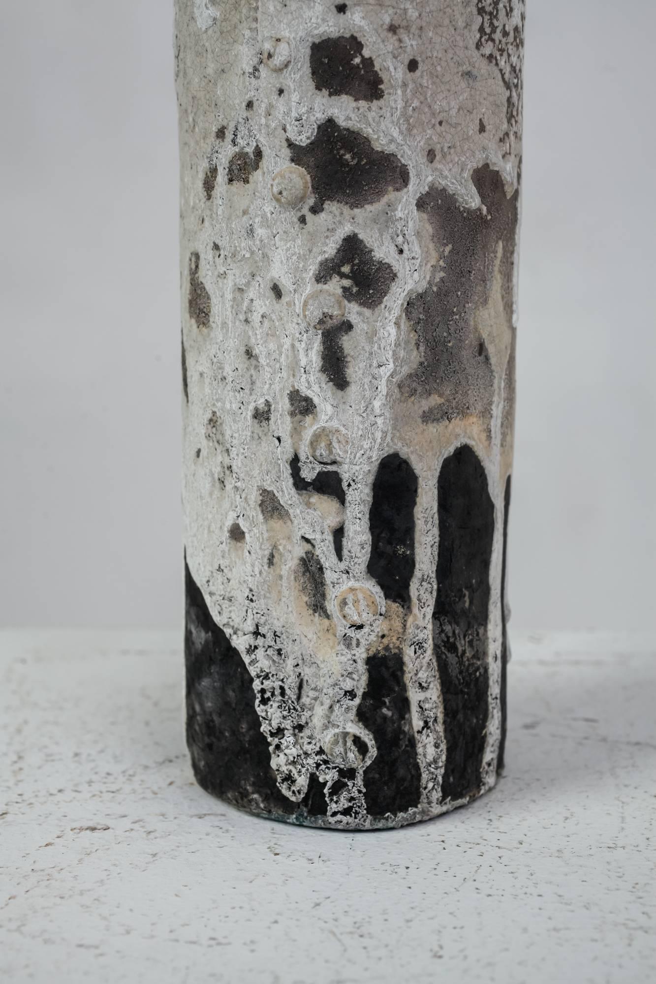 Mid-20th Century Franco Agnese Cylindric Ceramic Vase, France, 1960s For Sale