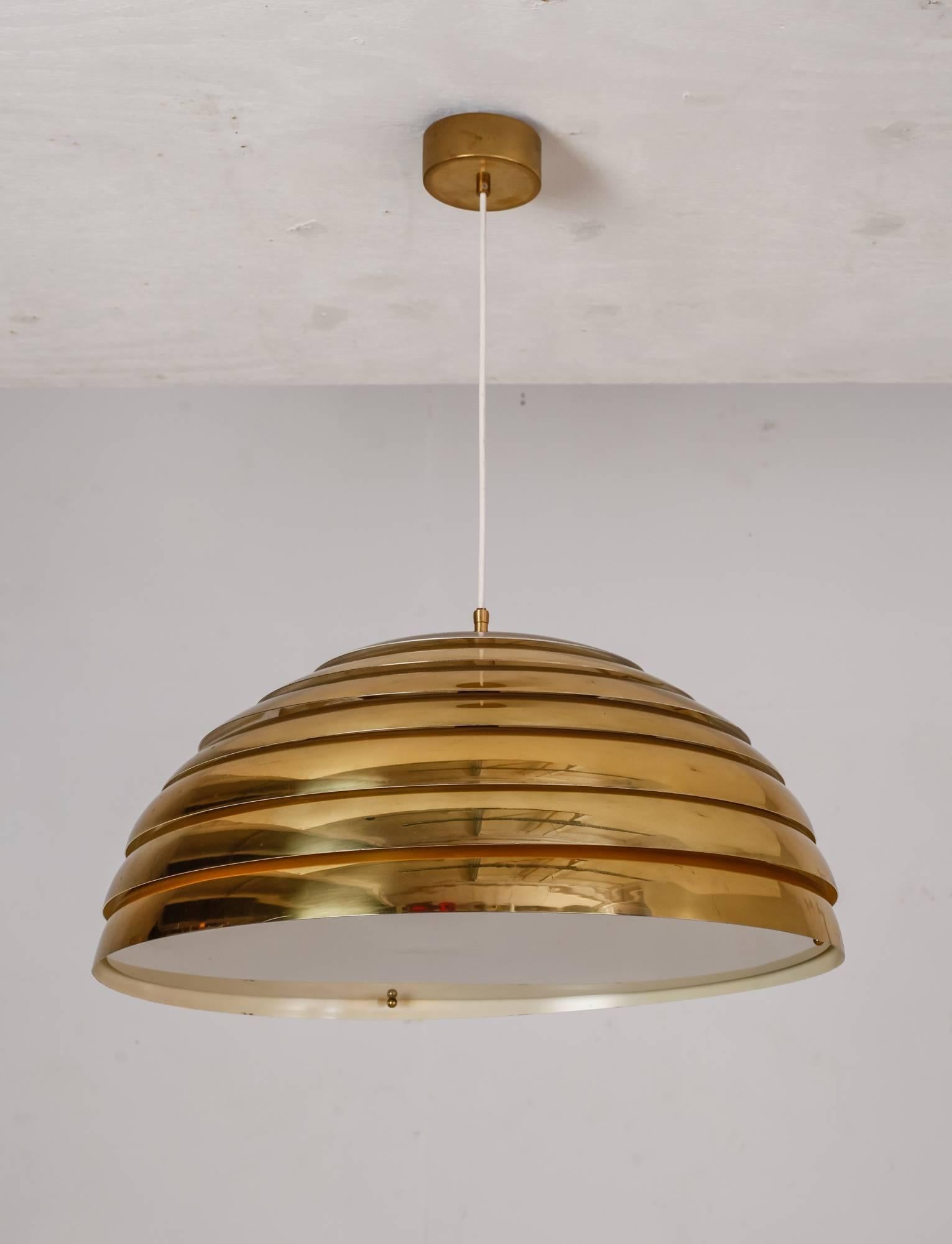 Post-Modern Pair of Large Brass Round Pendants, Germany, 1960s-1970s For Sale