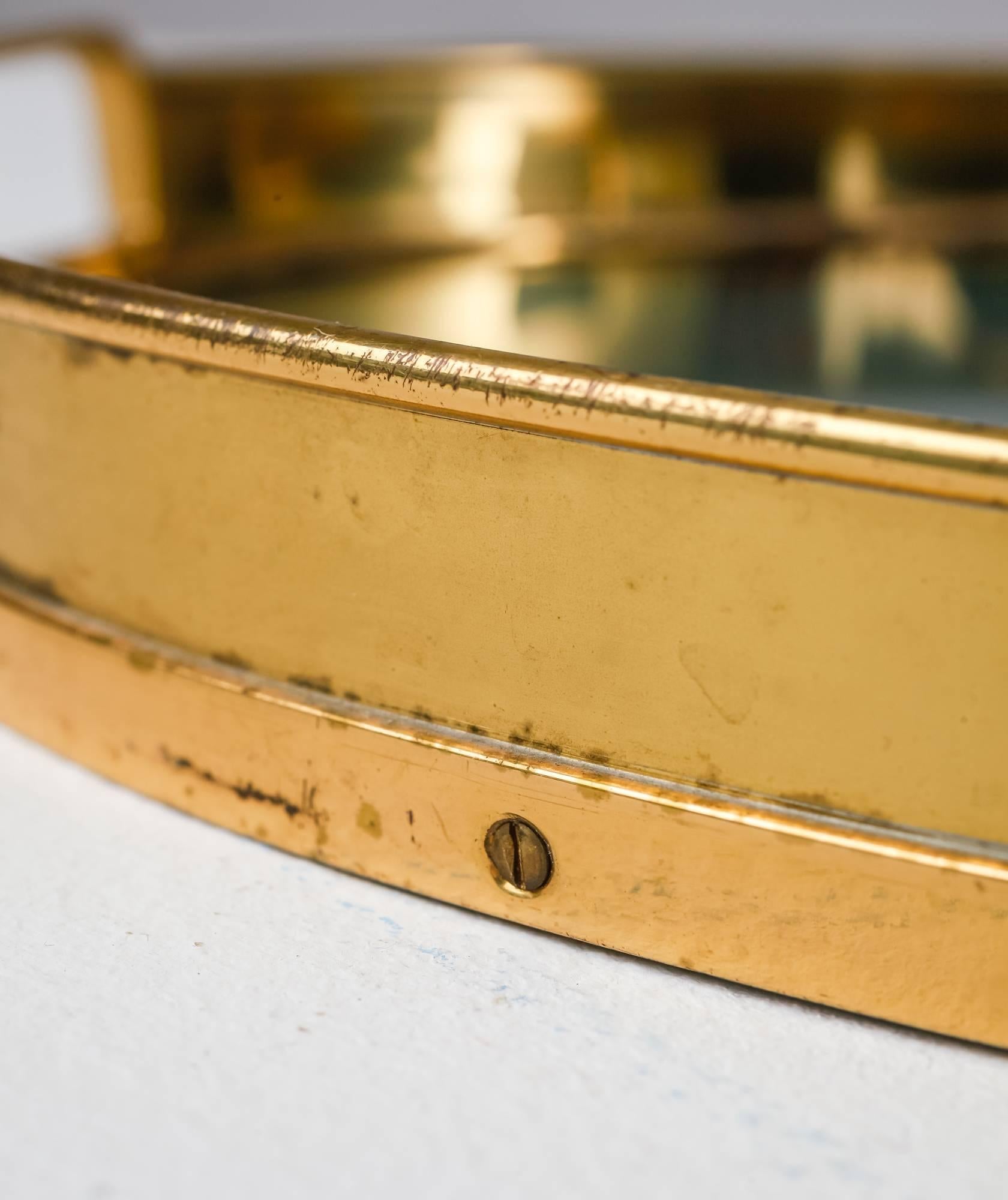Tray with Brass Rim and Glass Bottom, Italy, 1950s 3