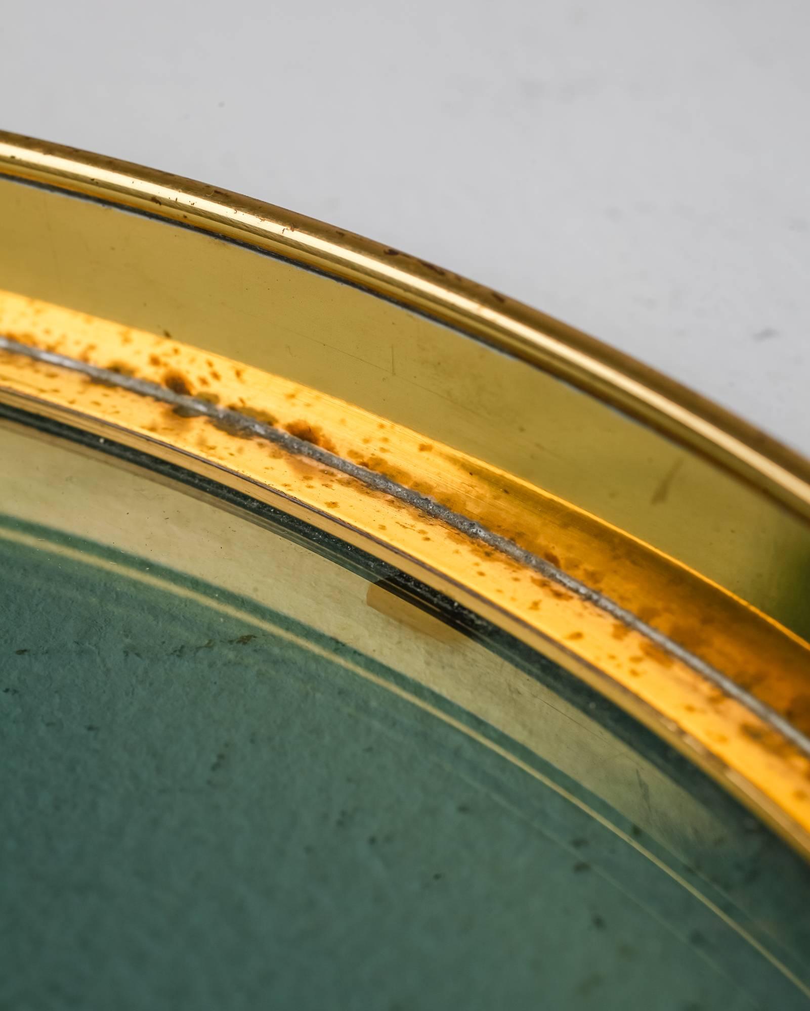 Tray with Brass Rim and Glass Bottom, Italy, 1950s 1