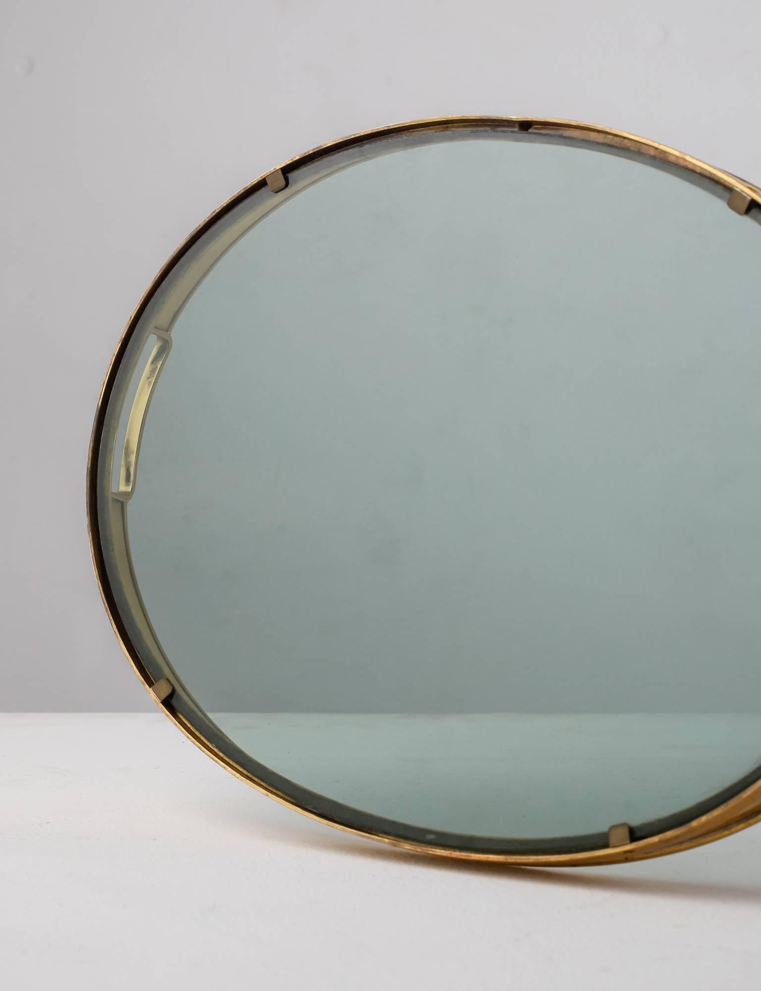 Italian Tray with Brass Rim and Glass Bottom, Italy, 1950s