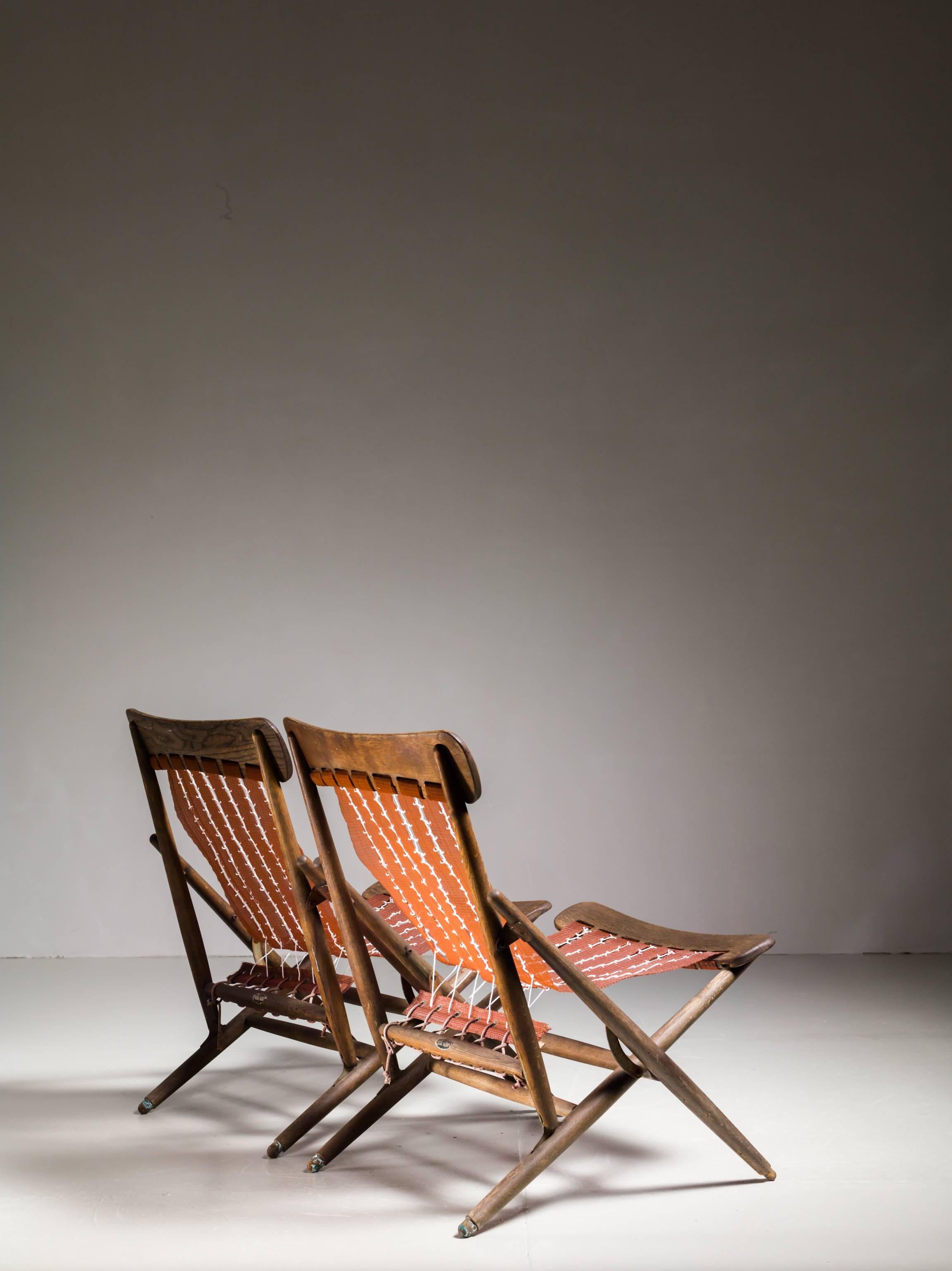 Japanese Maruni Studio Foldable Lounge Chairs, Japan, 1940s