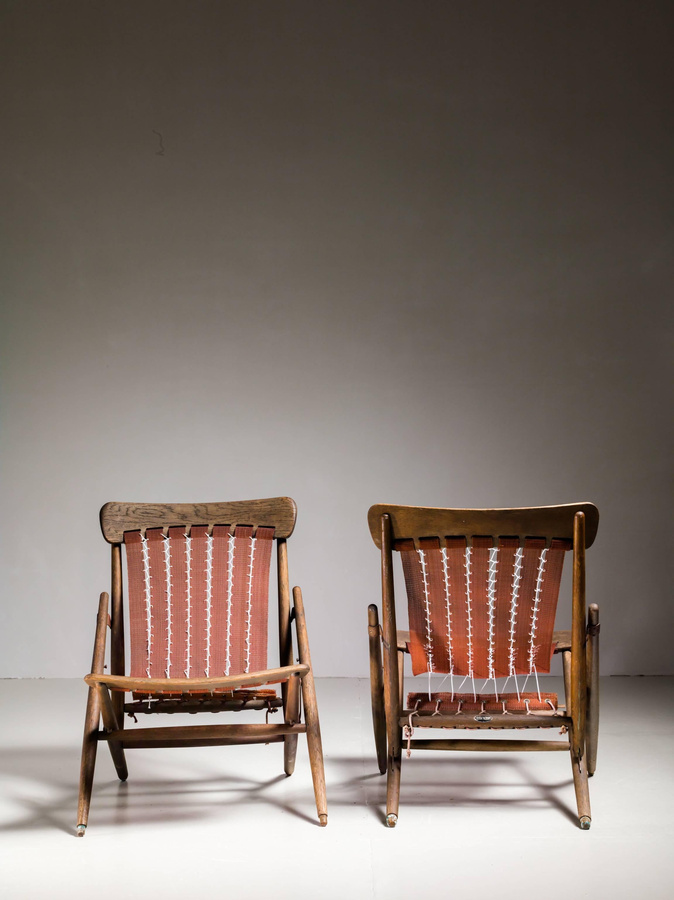 Mid-20th Century Maruni Studio Foldable Lounge Chairs, Japan, 1940s