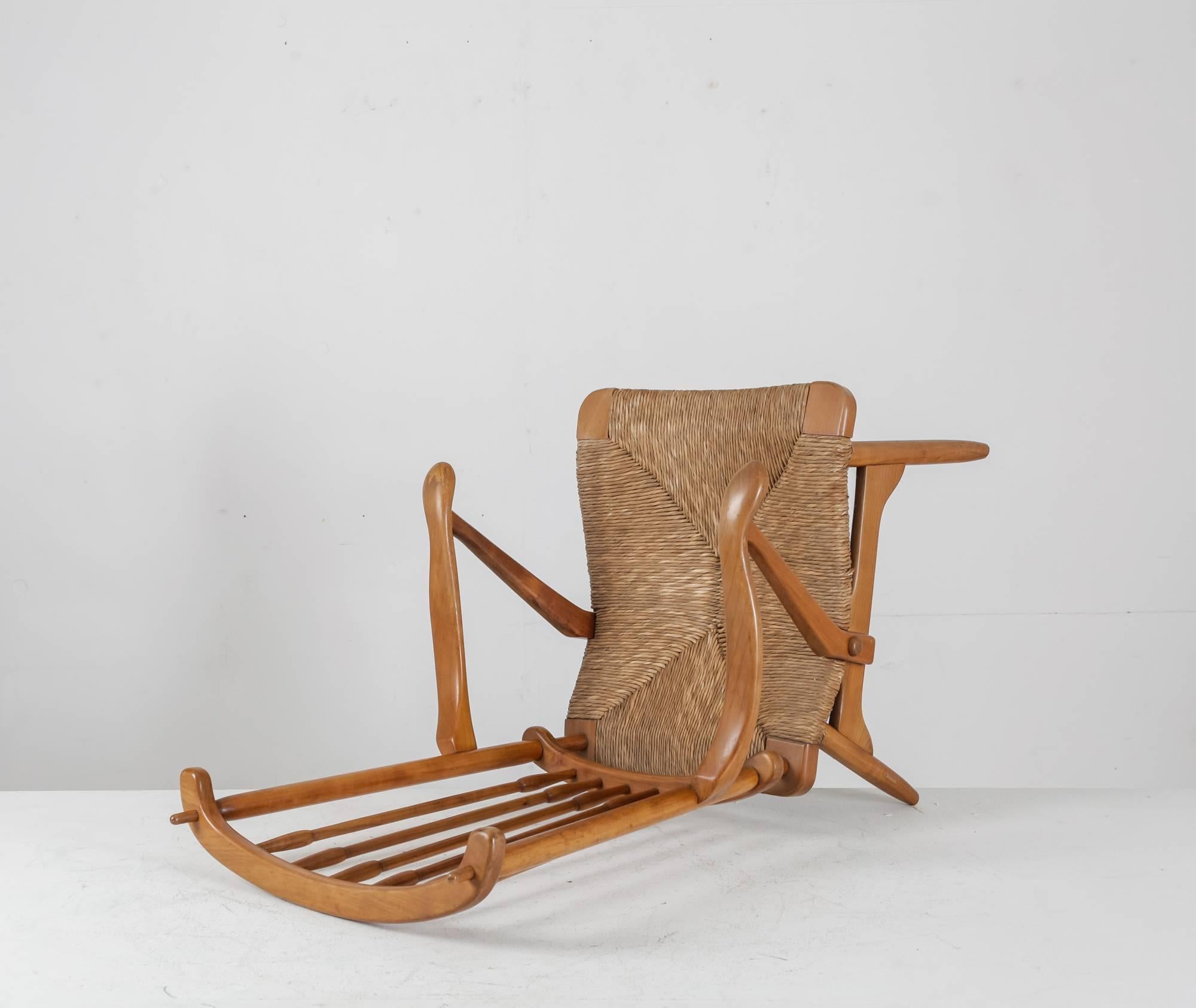 Armchair with Papercord Seating and Spindle Backrest, Netherlands, 1950s For Sale 1