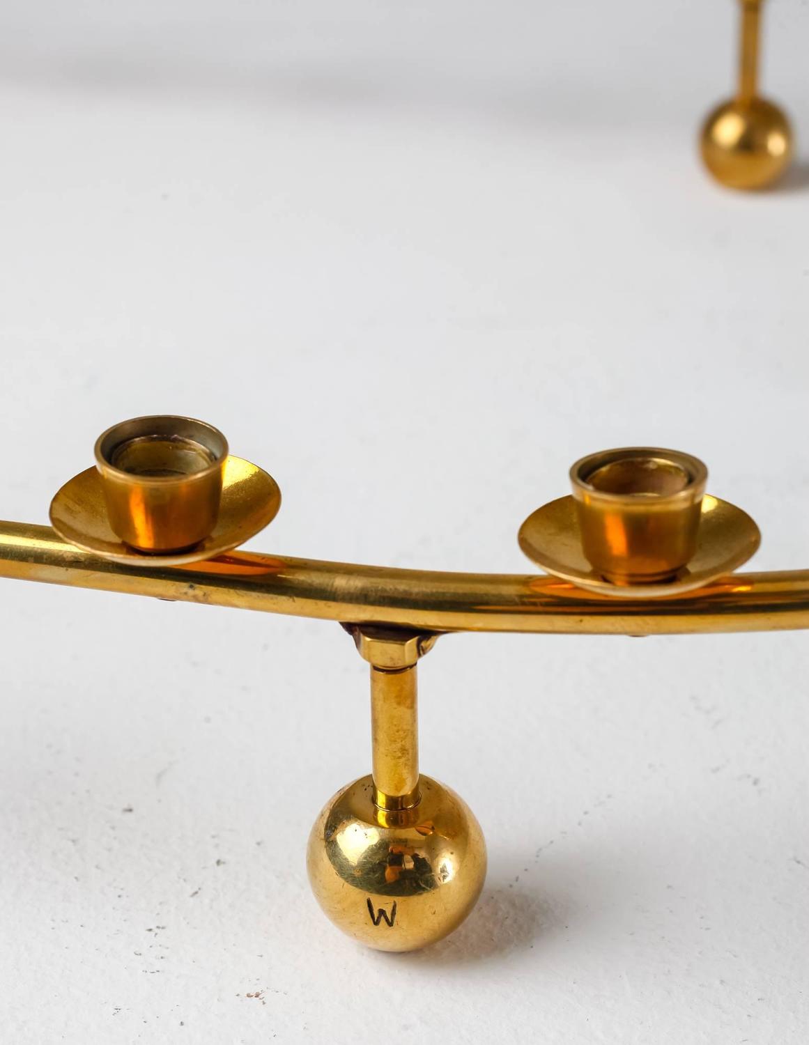 Large Brass Oval Candelabra for 24 Candles, Denmark, 1950s For Sale at