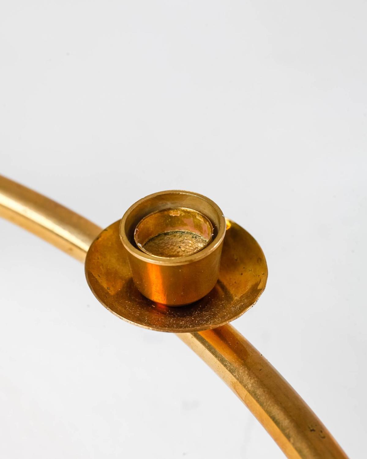 Large Brass Oval Candelabra for 24 Candles, Denmark, 1950s For Sale at