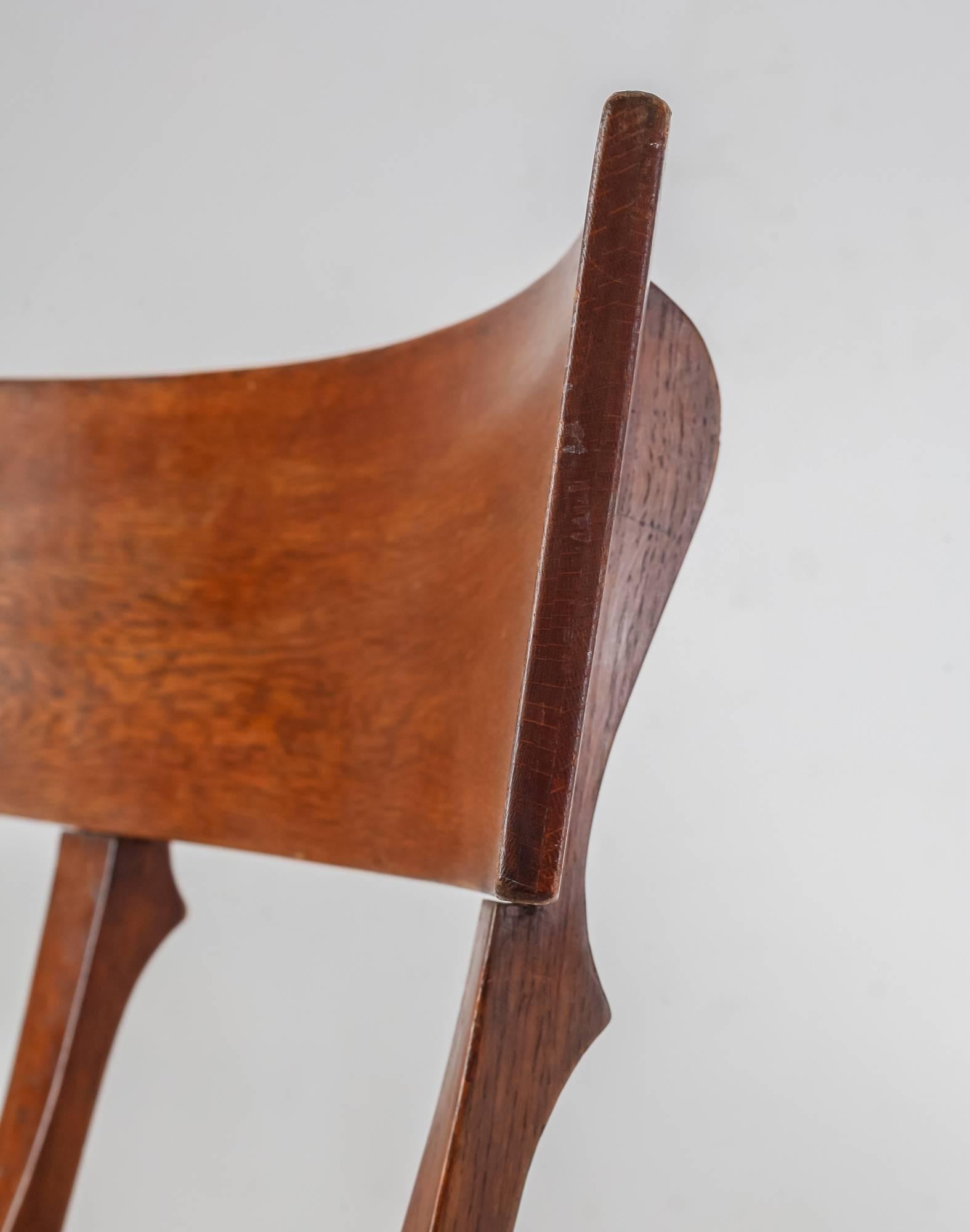 Ole Peter Momme Oak and Cane Klismos Chair, Denmark, 1880s 1