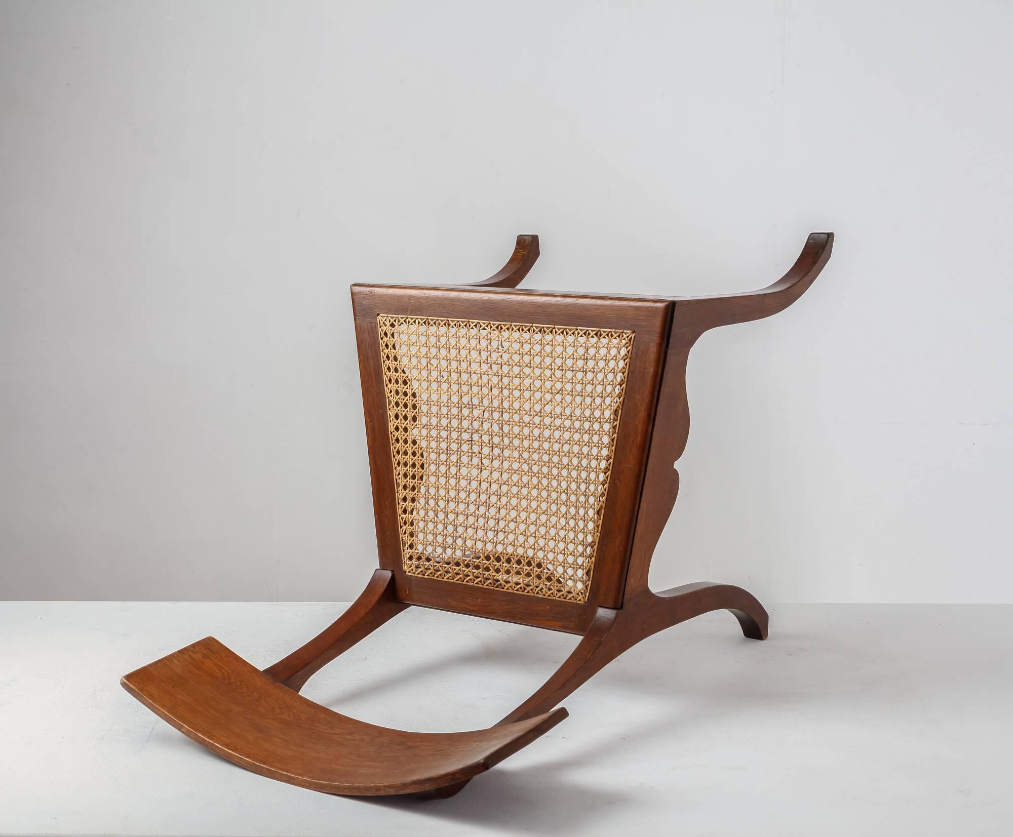Woven Ole Peter Momme Oak and Cane Klismos Chair, Denmark, 1880s