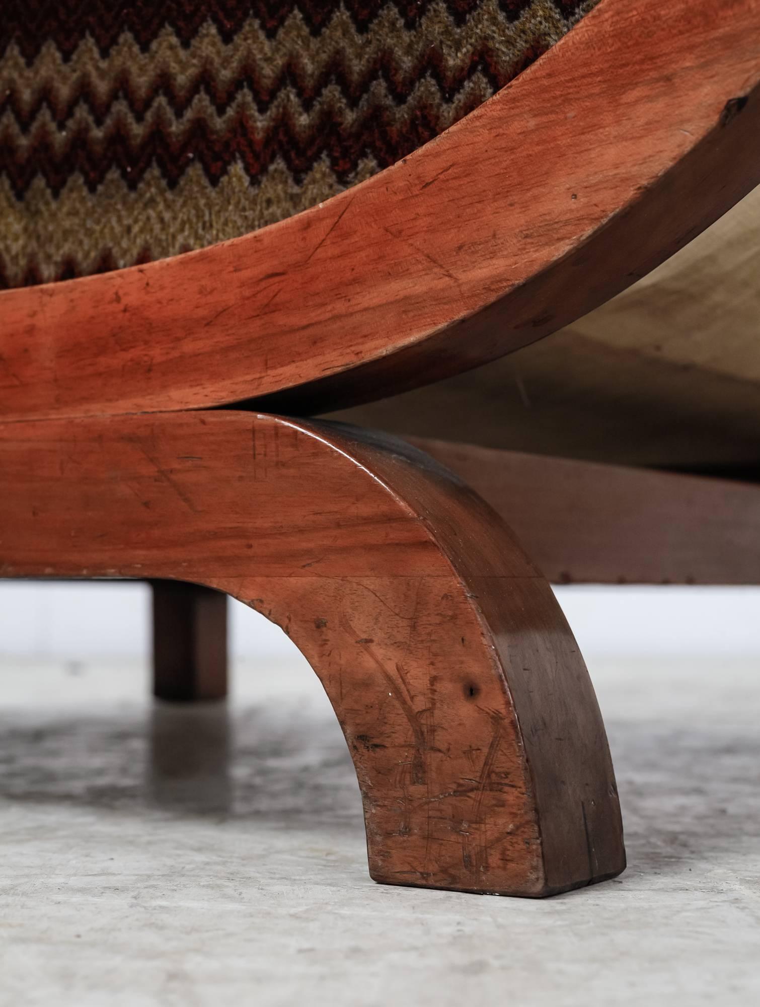 Pair of Large Art Deco Mahogany and Velour Lounge Chairs, Sweden, 1930s 1