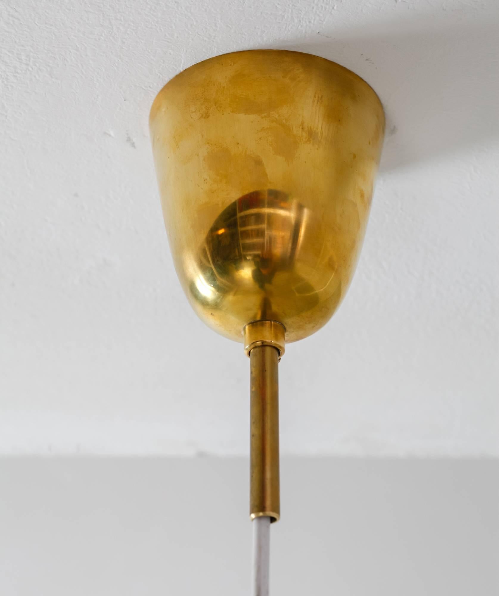 Mid-20th Century Paavo Tynell Rare Brass Cone Shaped Pendant for Taito, Finland, 1940s For Sale