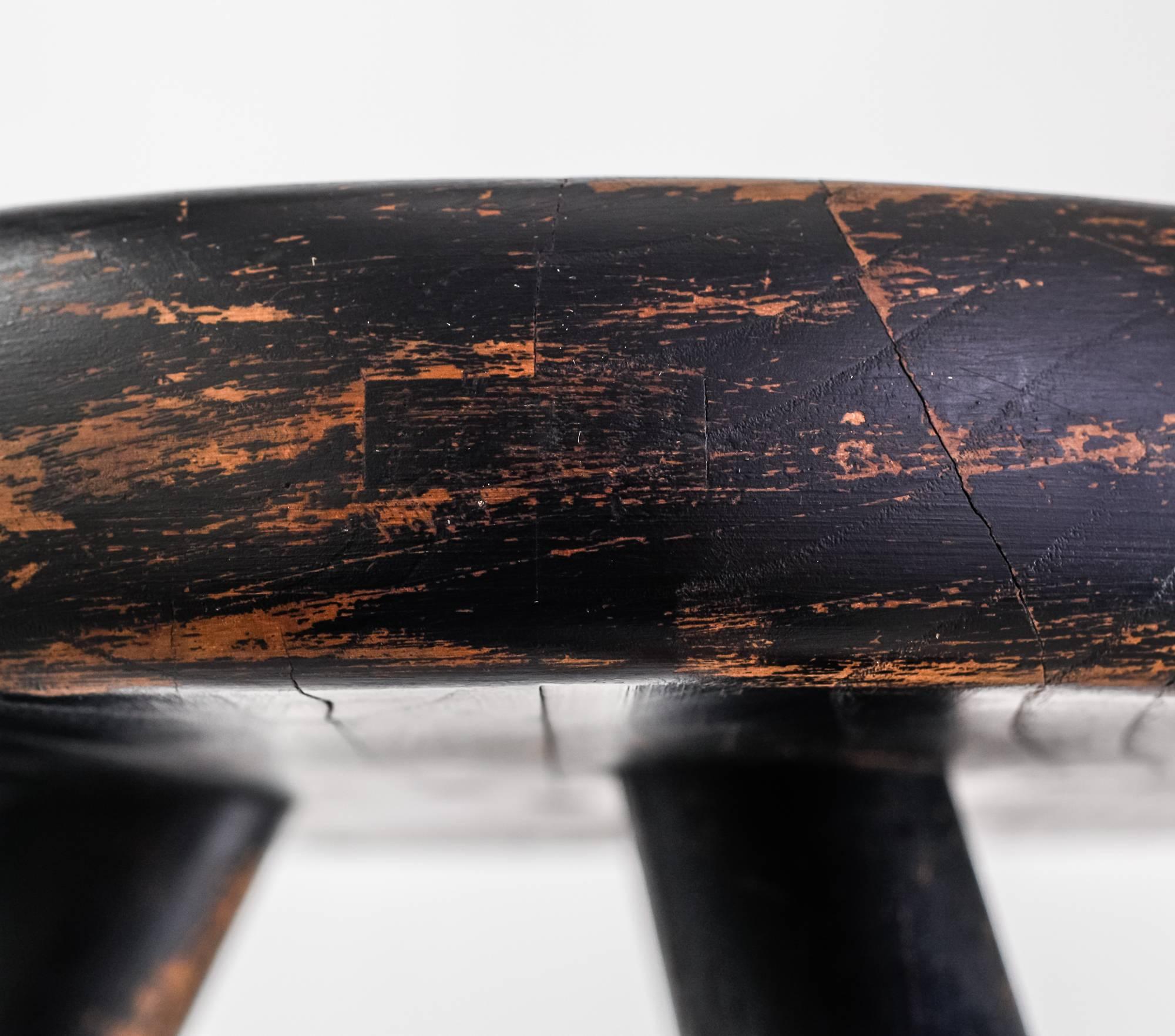 Mid-20th Century Charlotte Perriand Low Black Ash Tripod Stool, France, 1950s-1960s For Sale