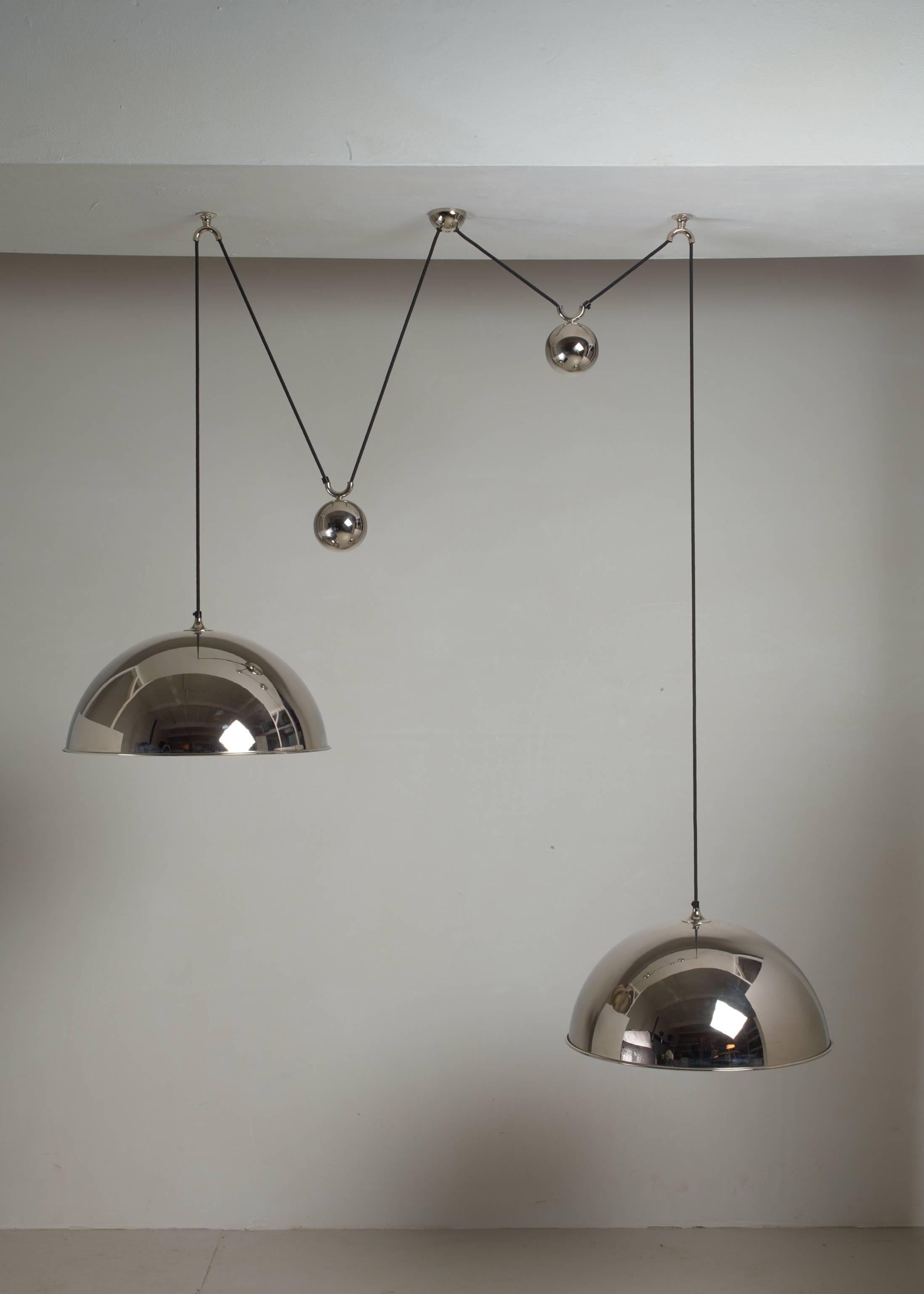 Late 20th Century Florian Schulz Double Nickel Posa Pendants with Counterweights, Germany