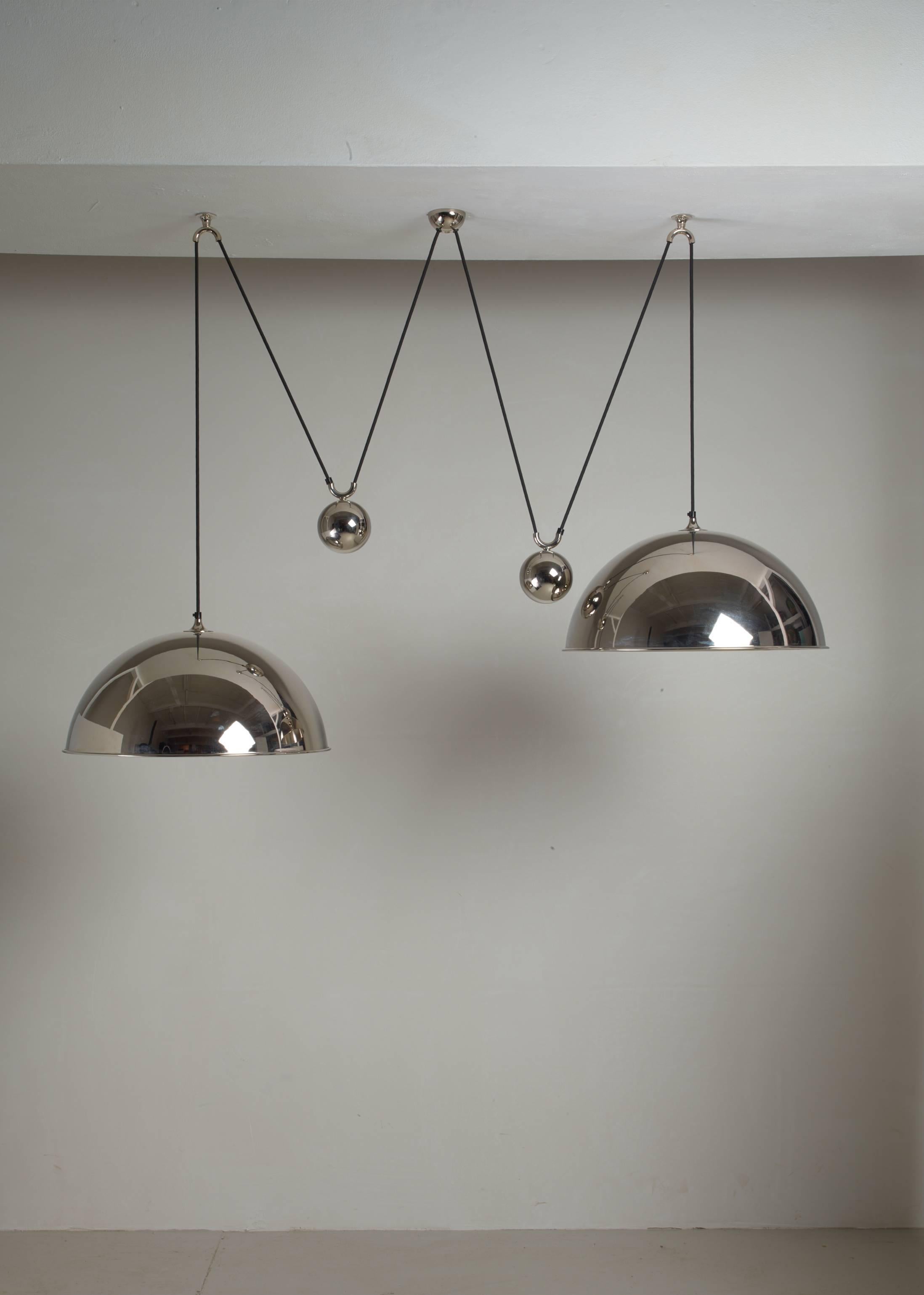 Mid-Century Modern Florian Schulz Double Nickel Posa Pendants with Counterweights, Germany