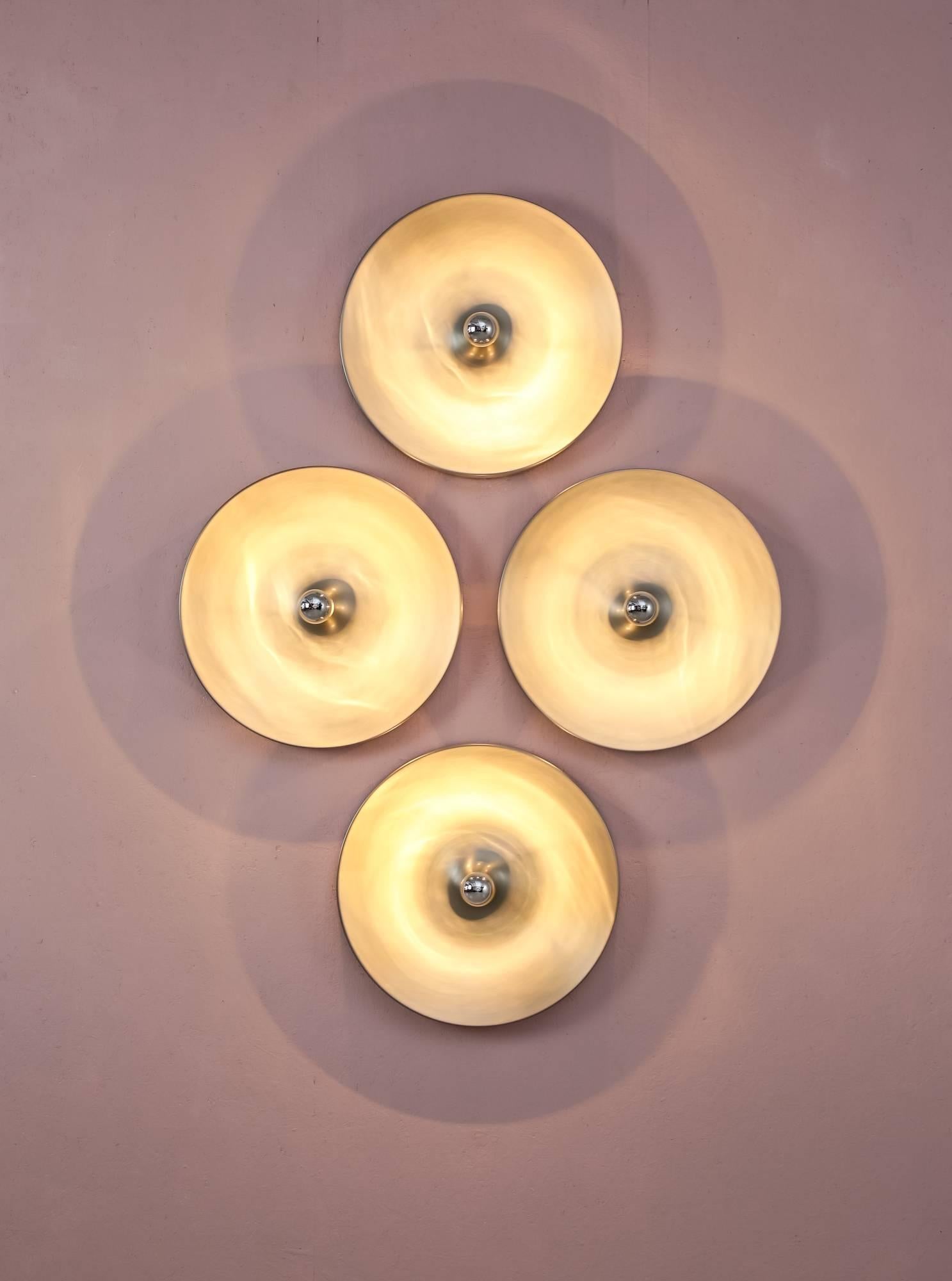 Spun Series Large Aluminum Ceiling / Wall Lamps, Used by Charlotte Perriand For Sale