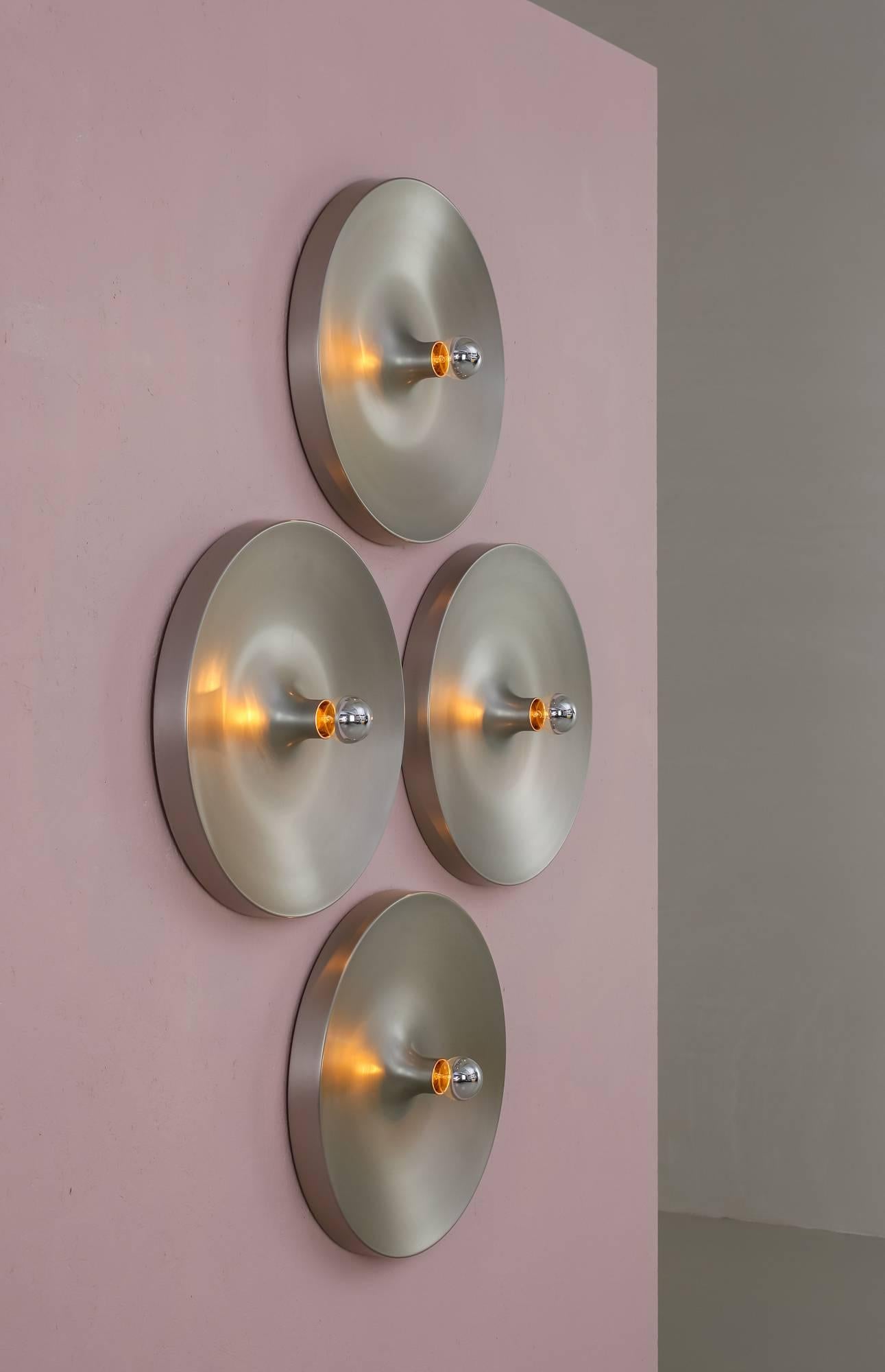 German Series Large Aluminum Ceiling / Wall Lamps, Used by Charlotte Perriand For Sale