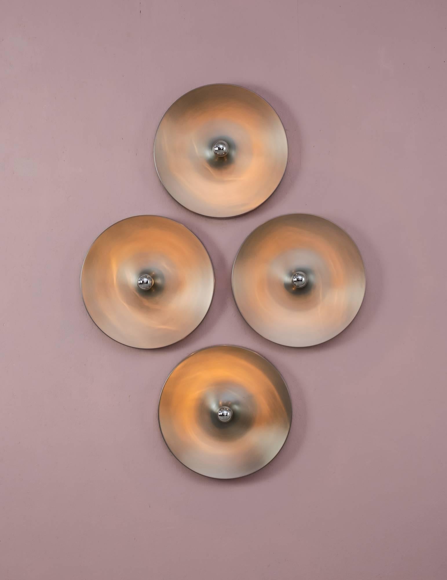 Series Large Aluminum Ceiling / Wall Lamps, Used by Charlotte Perriand In Good Condition For Sale In Maastricht, NL