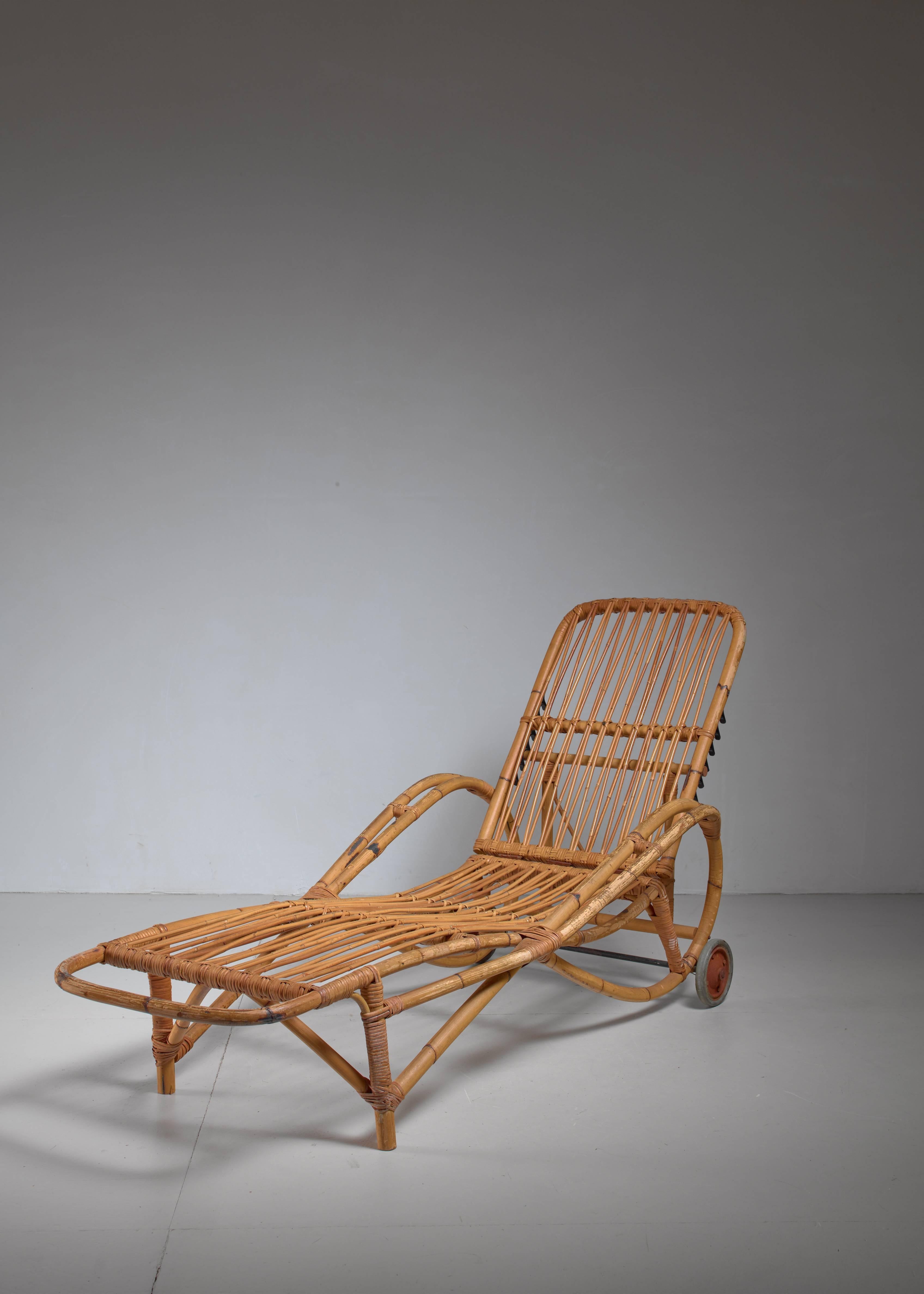 Modern Adjustable Bamboo garden chaise longue, Germany, 1930s