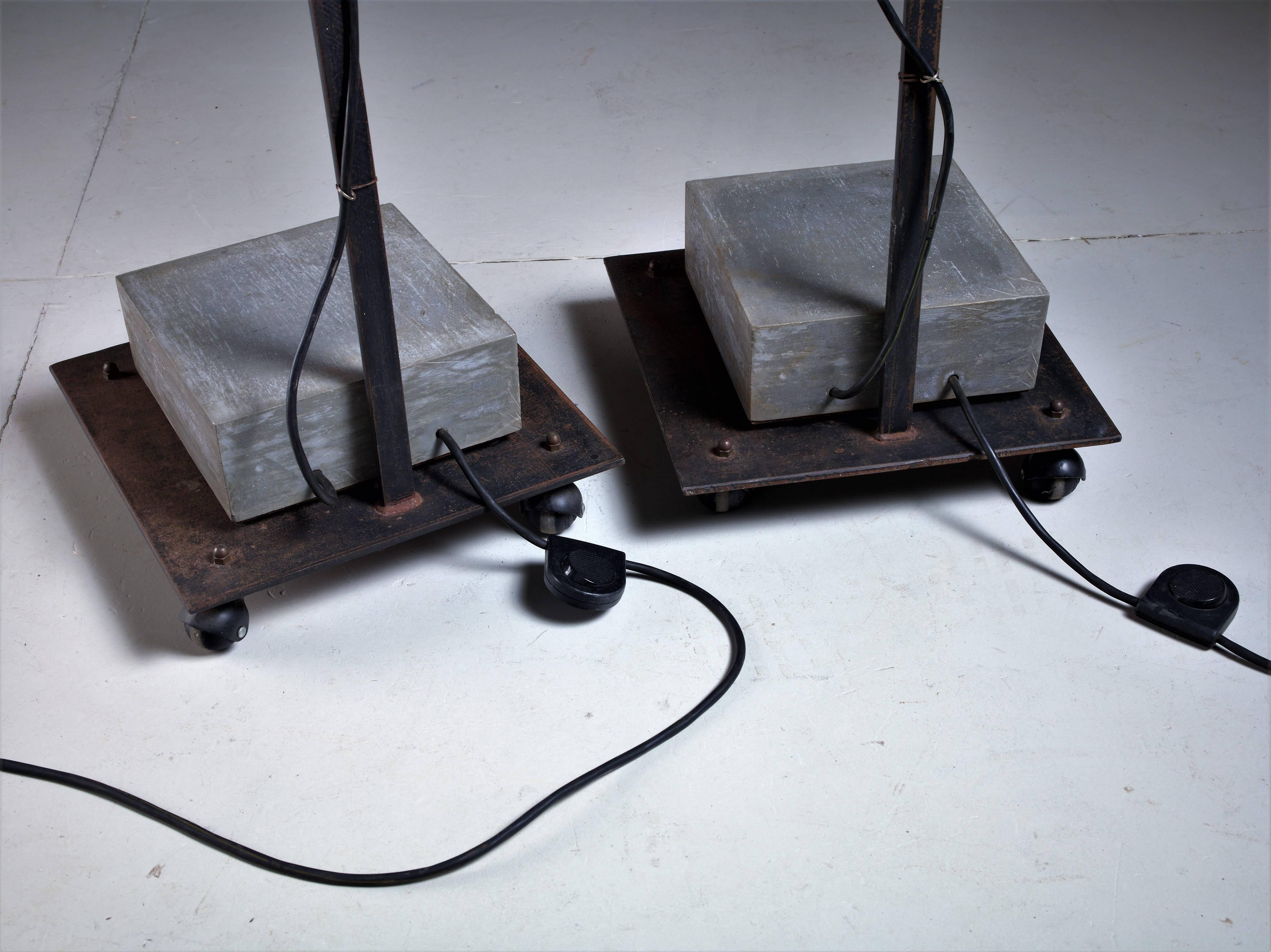 Late 20th Century Pair of Typical 1980s Industrial Metal Floor Lamps, Germany