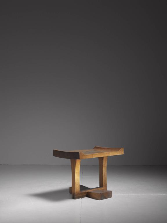 American Craftsman Exceptional Studio Craft Cherrywood Bench, Stool or Coffee Table, USA, 1950
