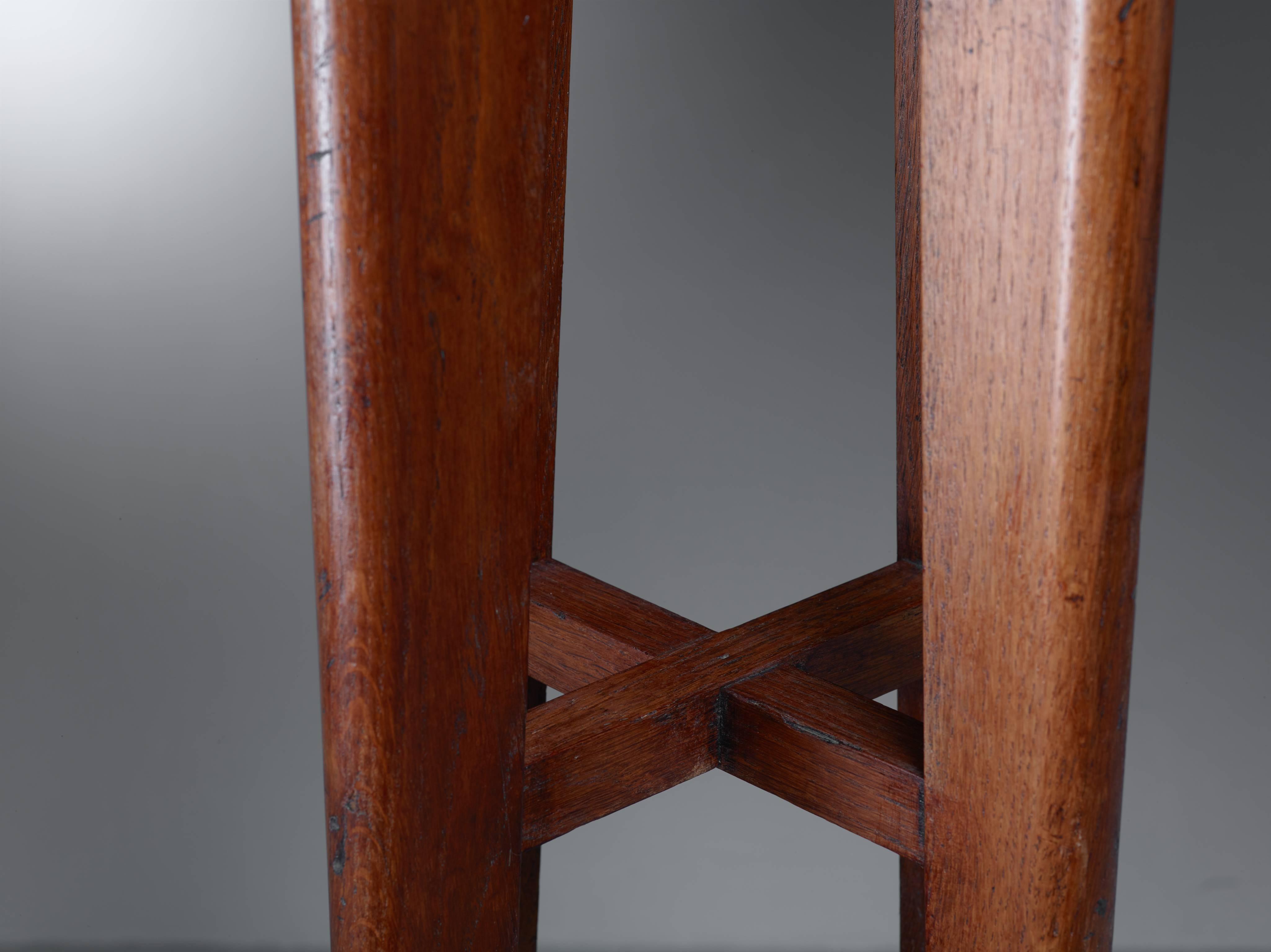 Mid-Century Modern High French Stool in Oak, France, 1940s For Sale