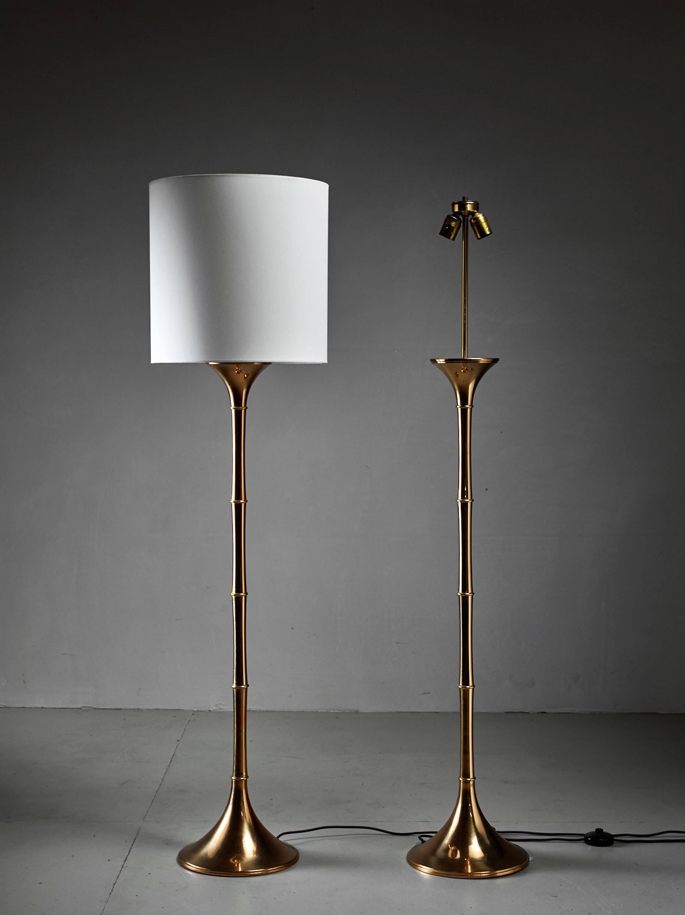 Mid-Century Modern Ingo Maurer Pair of Brass 'Bamboo' Floor Lamps, Germany, 1960s For Sale