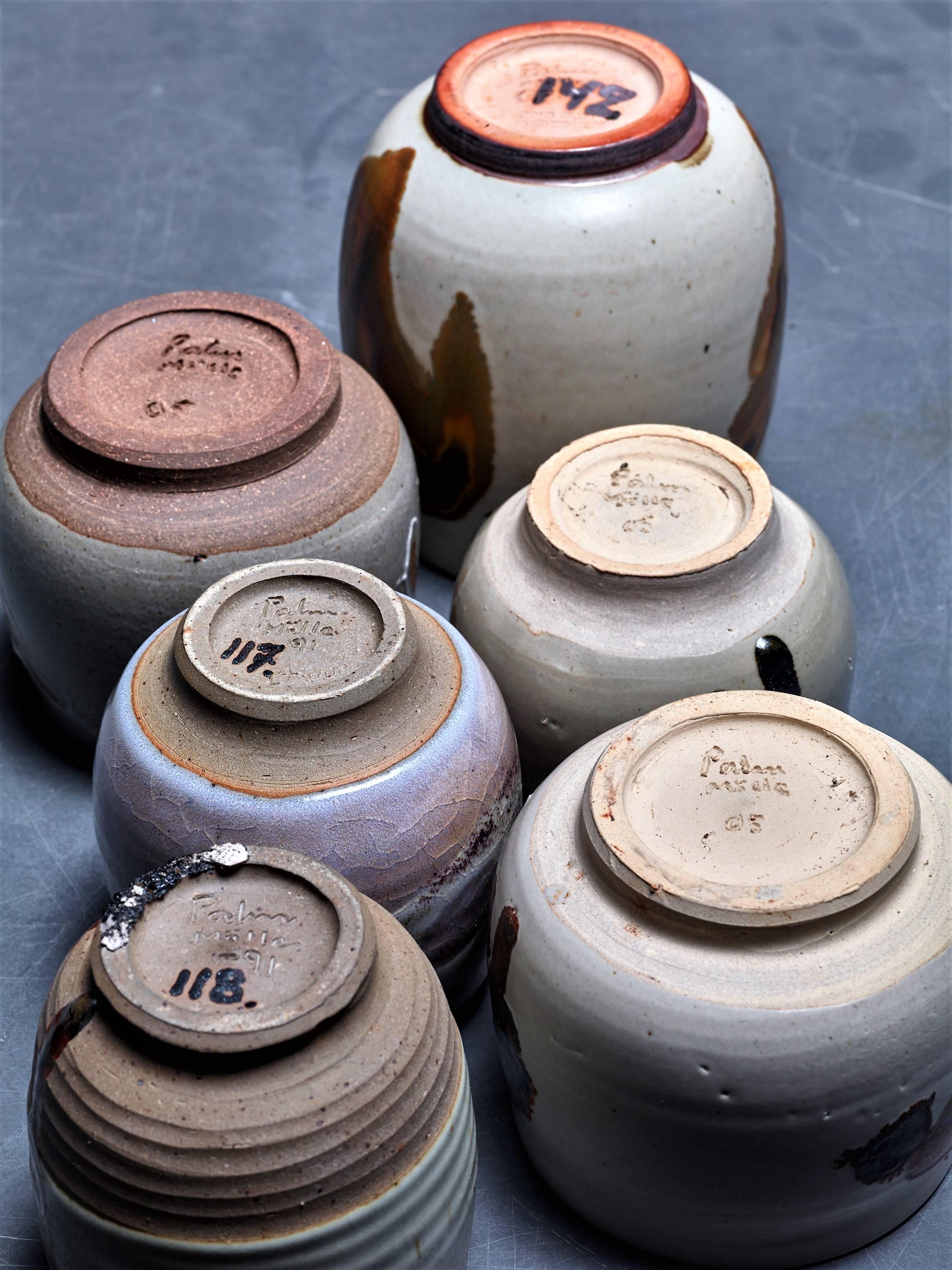 Scandinavian Modern Rolf Palm Set of Six Ceramic Vases, Sweden, 1990s For Sale
