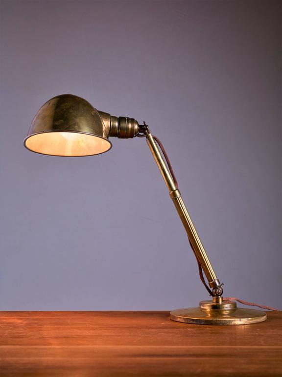 Hala Brass Table Lamp With Telescope Arm Netherlands 1930s For Bauhaus Hala Brass Table Lamp With Telescope Arm Netherlands 1930s For