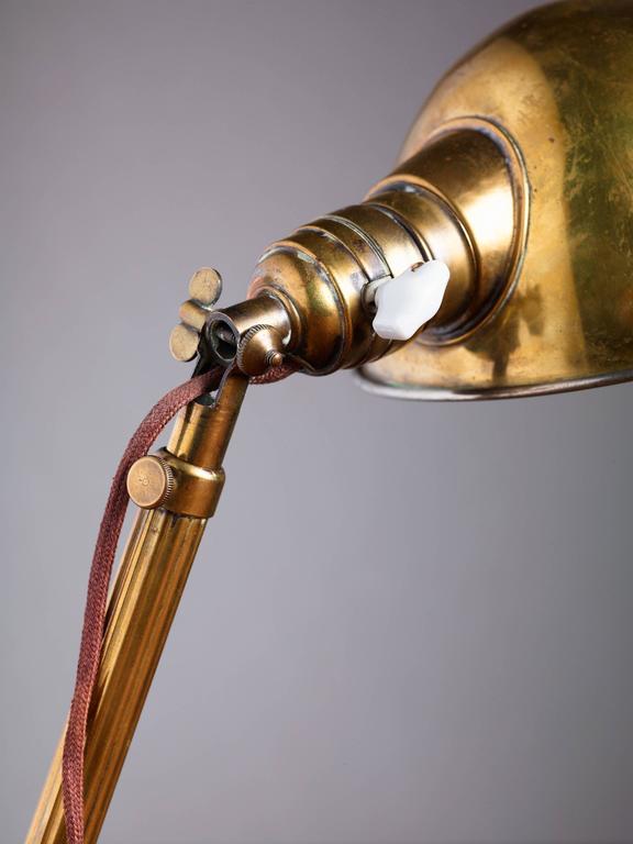 Hala Brass Table Lamp with Telescope Arm, Netherlands, 1930s For Sale