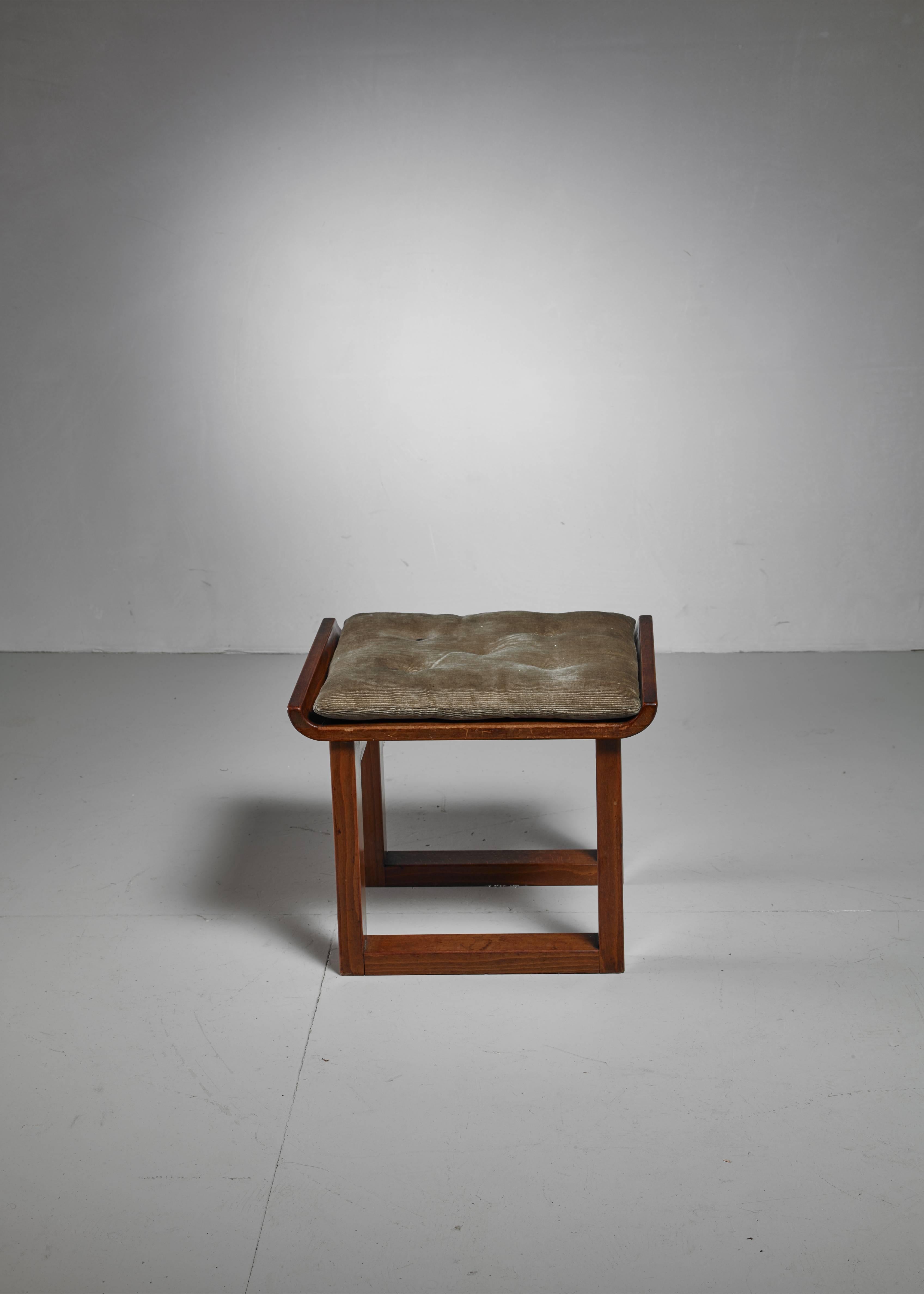 Mid-Century Modern Danish Stool or Ottoman with Cushion, 1930s For Sale