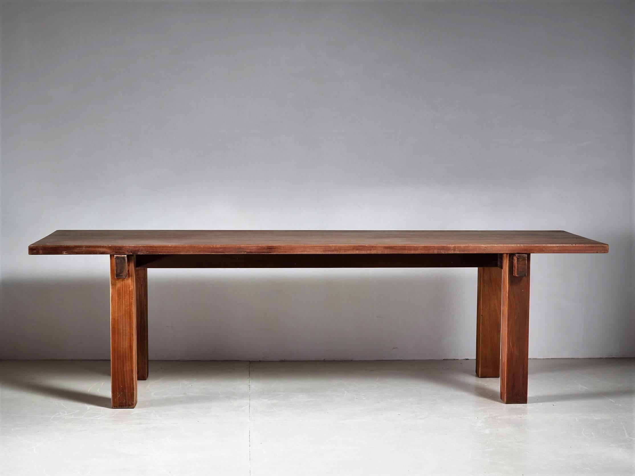 Mid-Century Modern Charlotte Perriand Brazil Table in Teak, France, 1960s For Sale